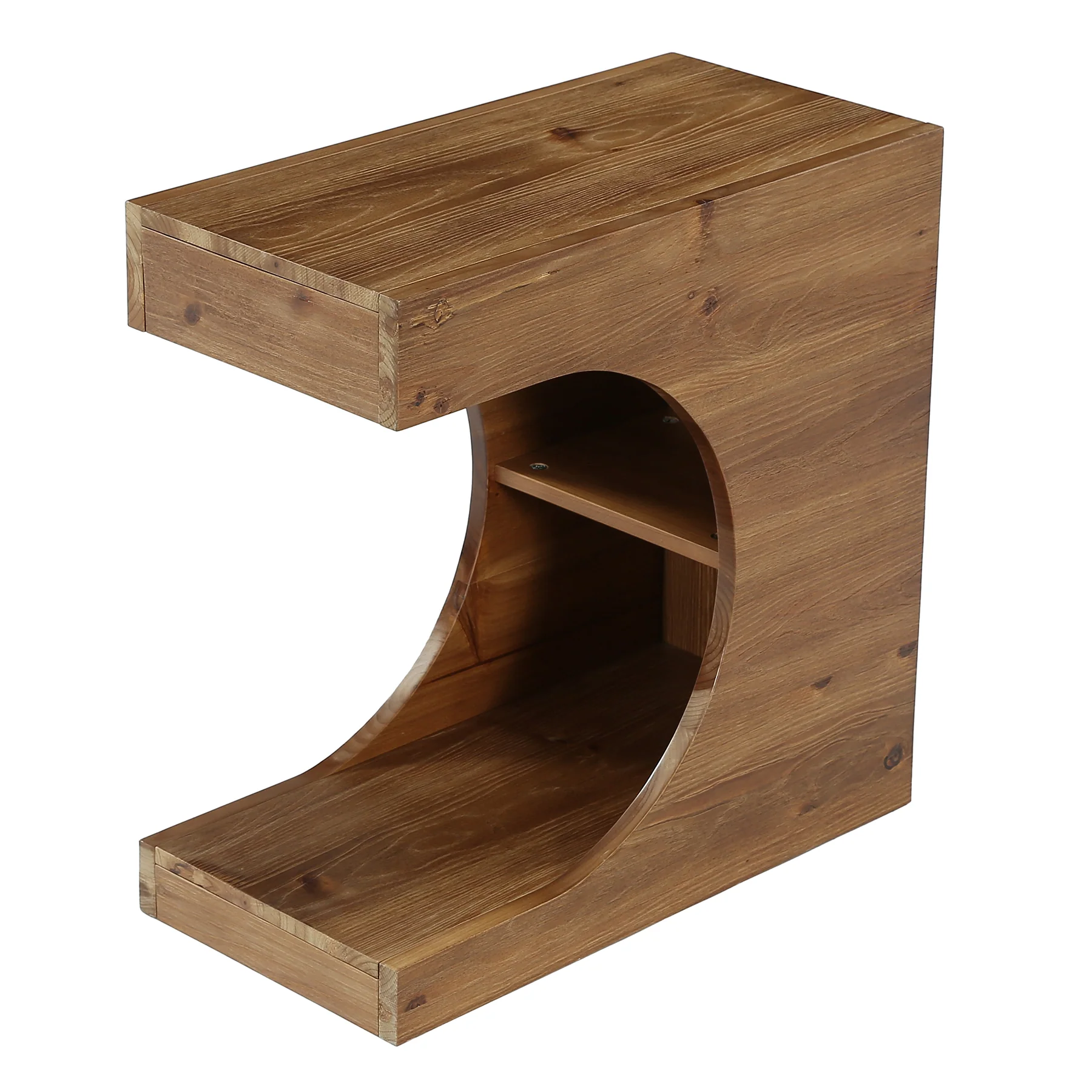 Tribesigns 11.8-Inch Wide Solid Wood C-Shaped Side Table with 2-Tier Storage Shelf - Image 10