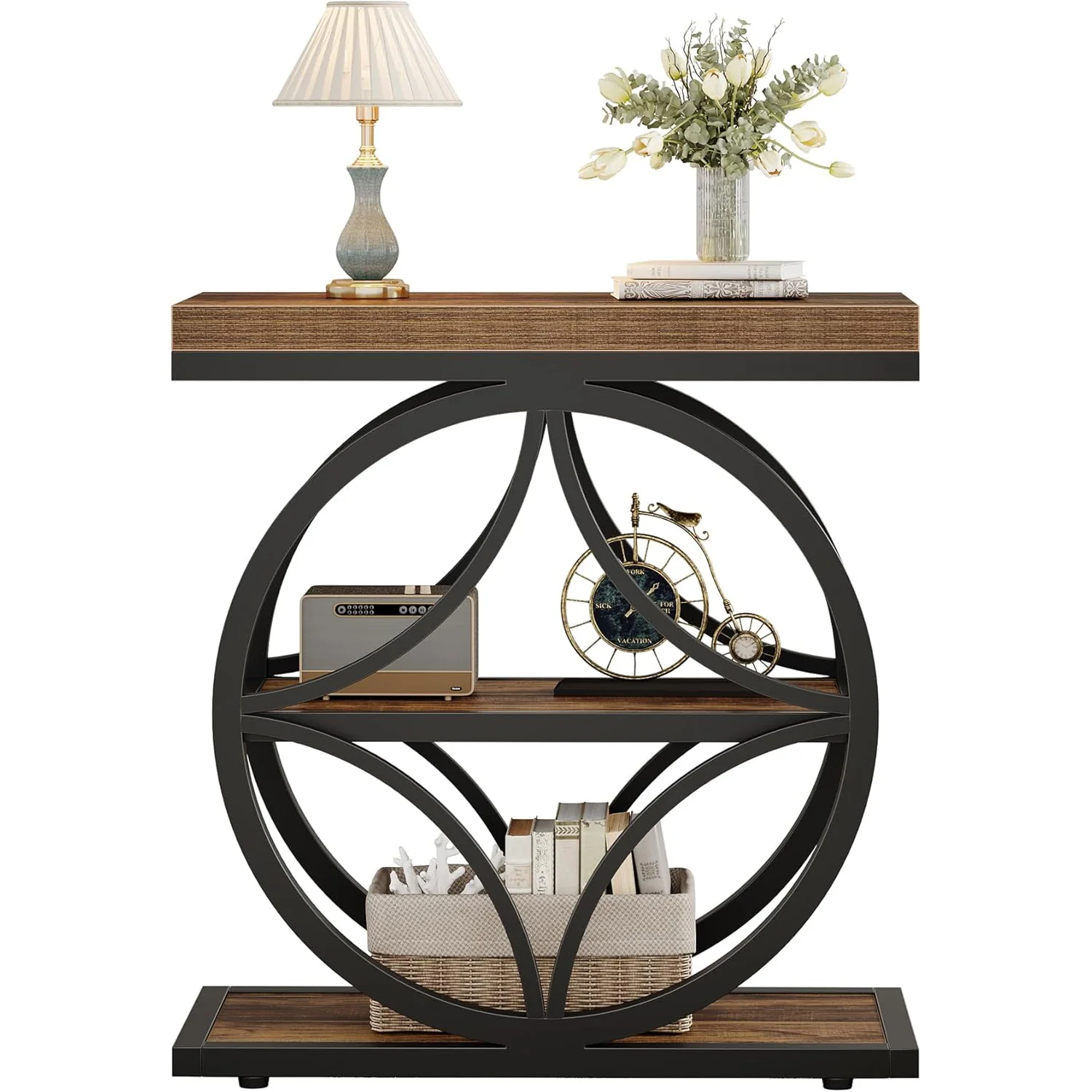 23.62" Industrial Side Table - 3-Tier End Table with Metal Frame - Image 8