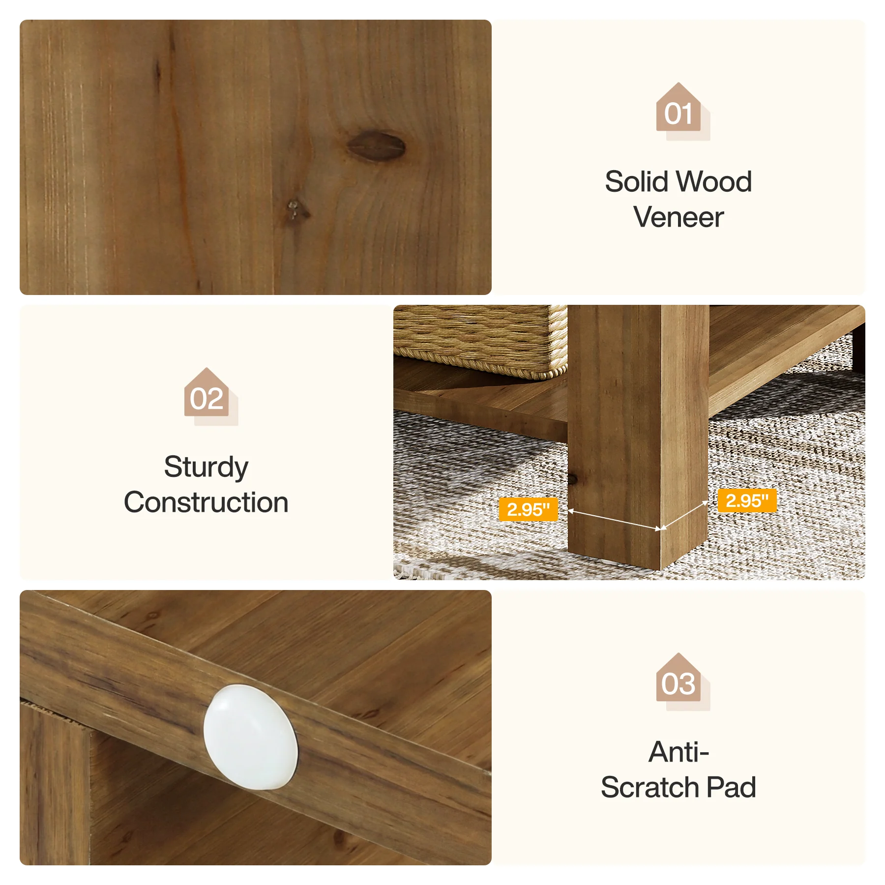 Tribesigns 19.69-Inch Farmhouse Side Table with Arch Design, Wooden End Table for Living Room - Image 3