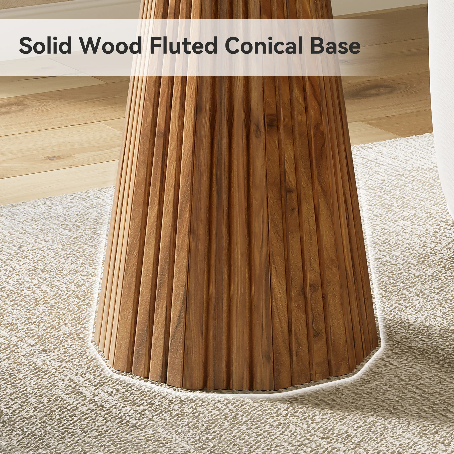 Tribesigns 19.7-Inch Solid Wood End Table with Fluted Base, Small Round Side Table for Small Spaces - Image 10