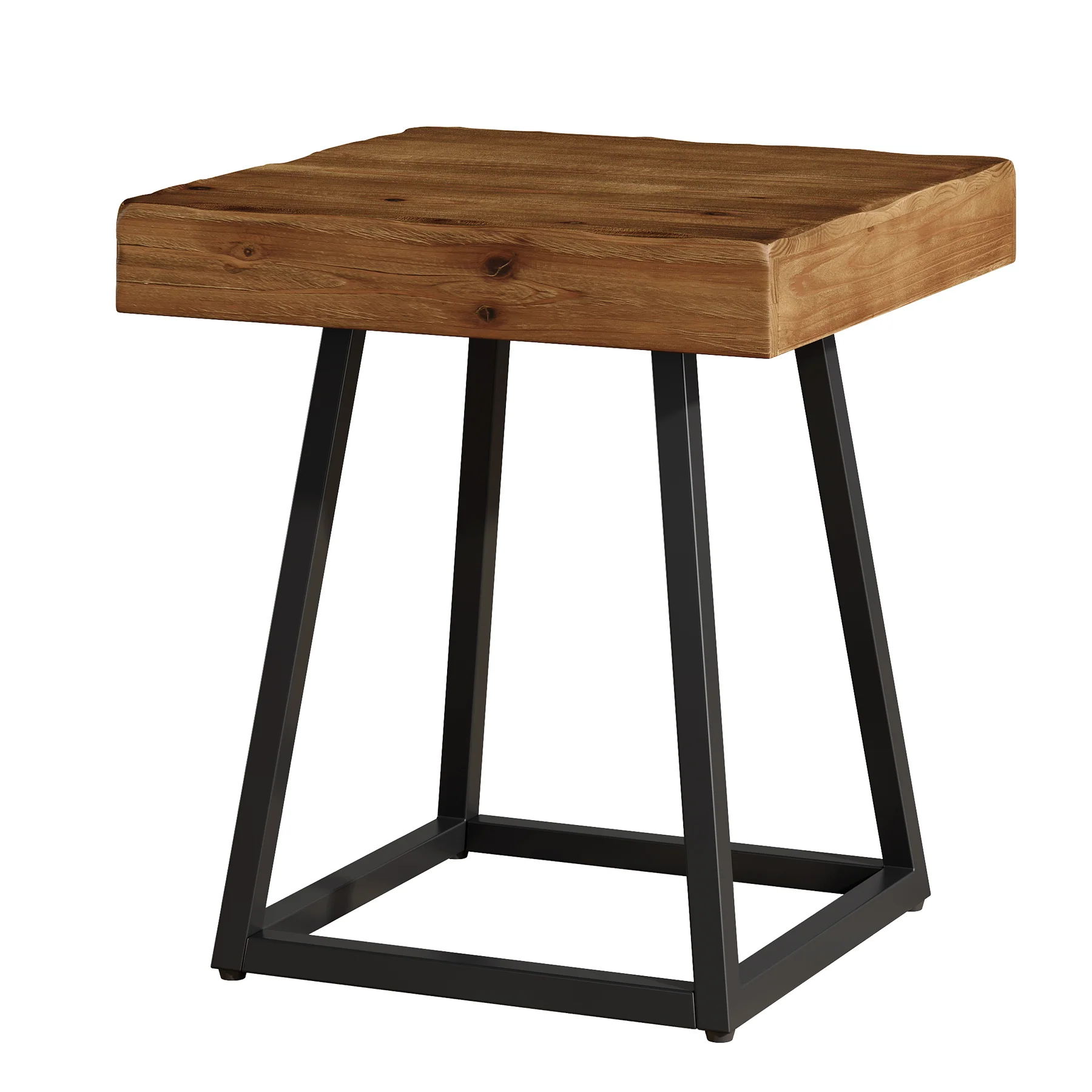 19.7 Inch Solid Wood Nightstand with Metal Frame, Industrial Square Bedside Table - Image 12