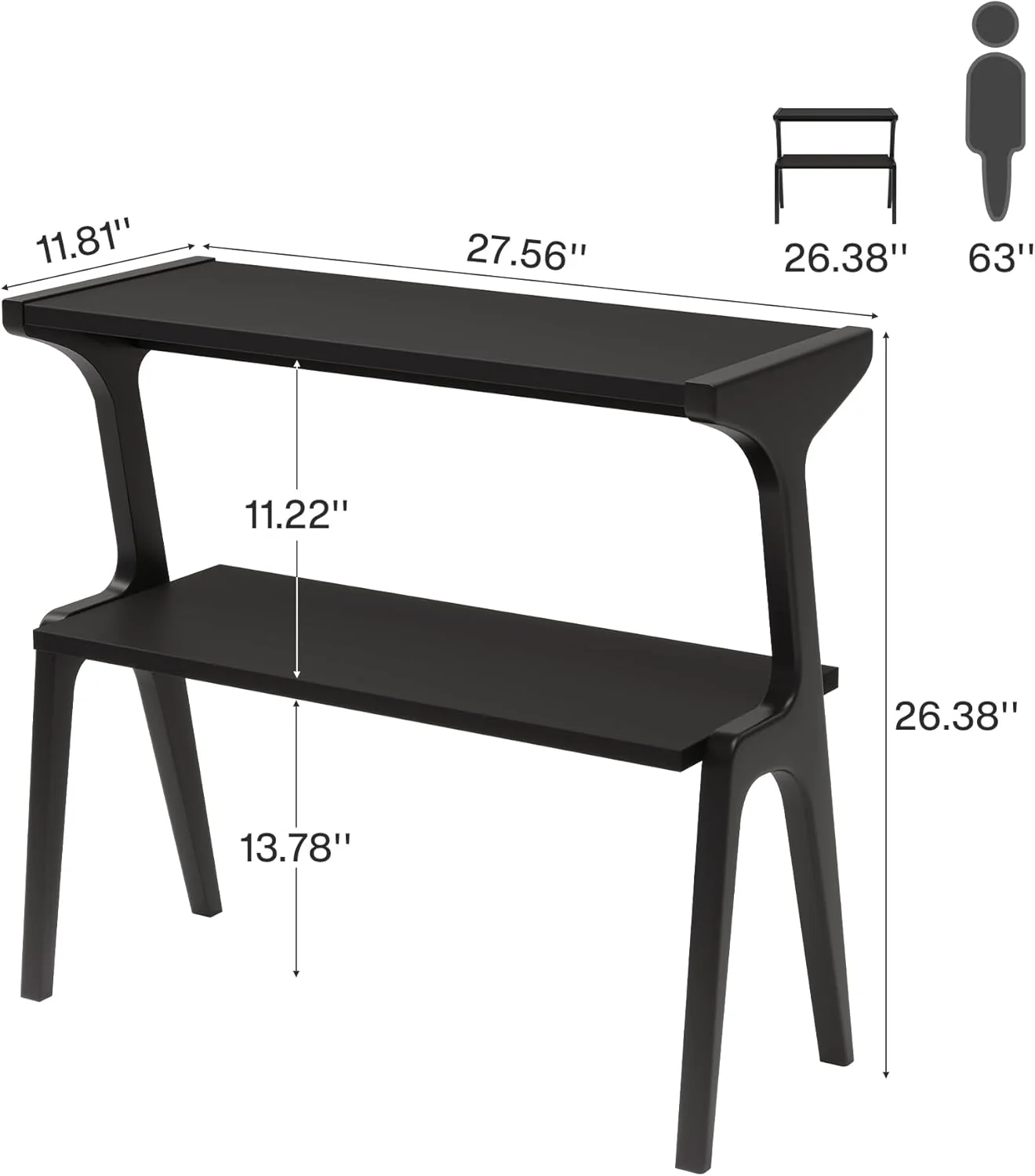 2-Tier End Table, Slim Sofa Side Table with Storage Shelf - Image 8