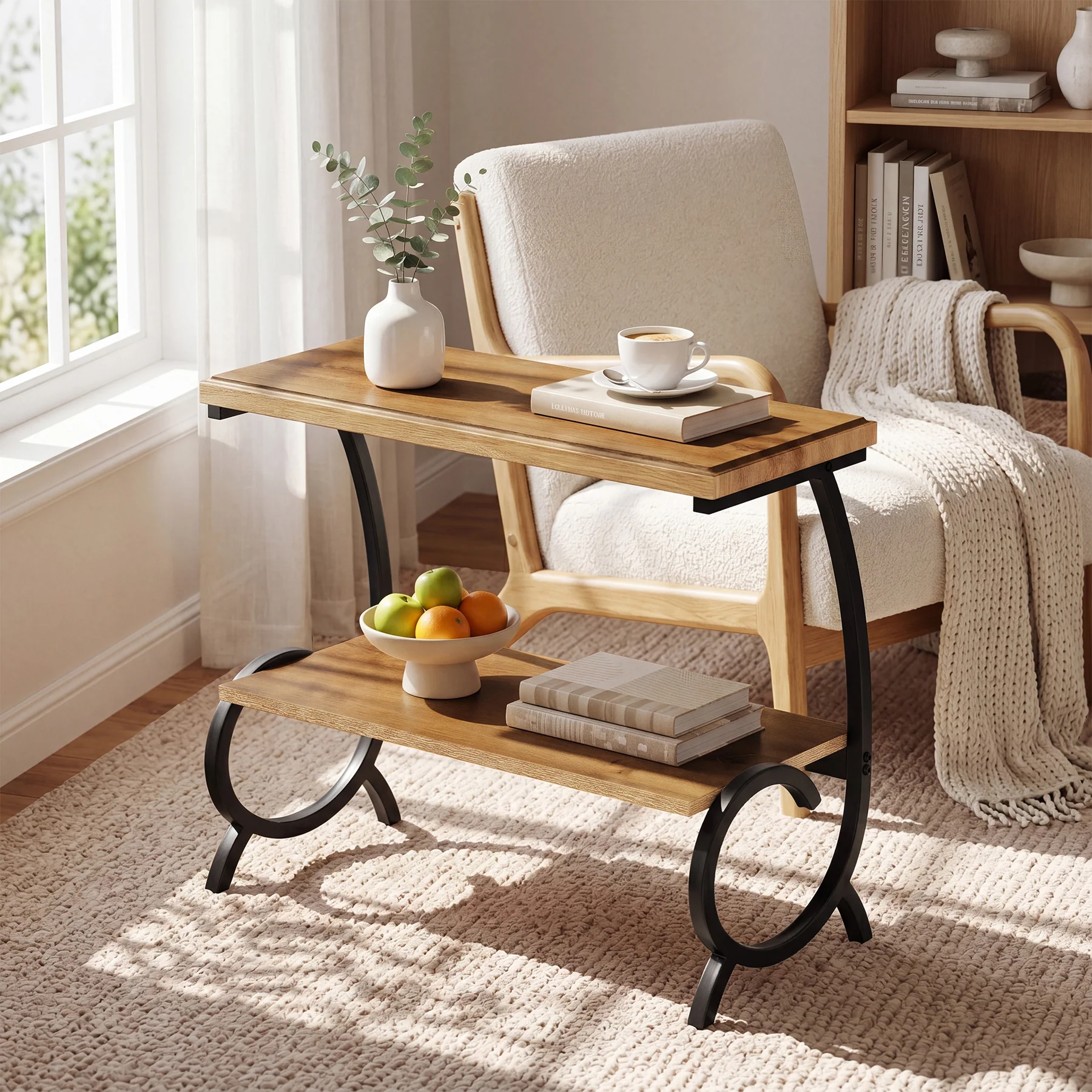 Tribesigns 23.6-Inch Tall 2-Tier End Table, Narrow Couch Side Table with J-Shaped Metal Legs - Image 6