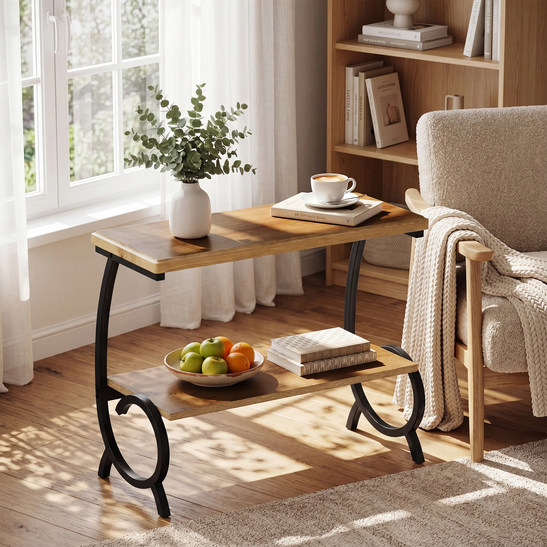 Tribesigns 23.6-Inch Tall 2-Tier End Table, Narrow Couch Side Table with J-Shaped Metal Legs - Image 7