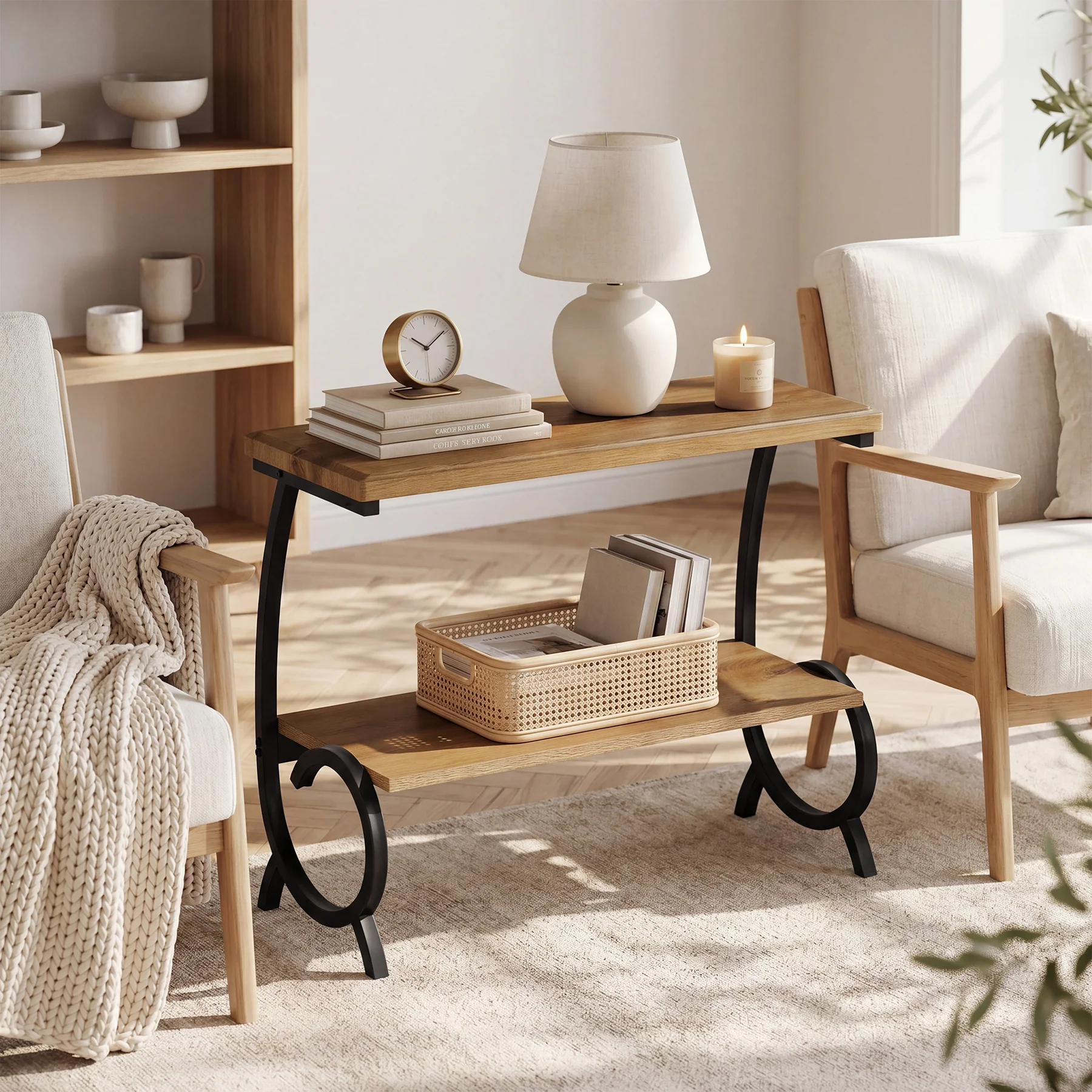 Tribesigns 23.6-Inch Tall 2-Tier End Table, Narrow Couch Side Table with J-Shaped Metal Legs - Image 9