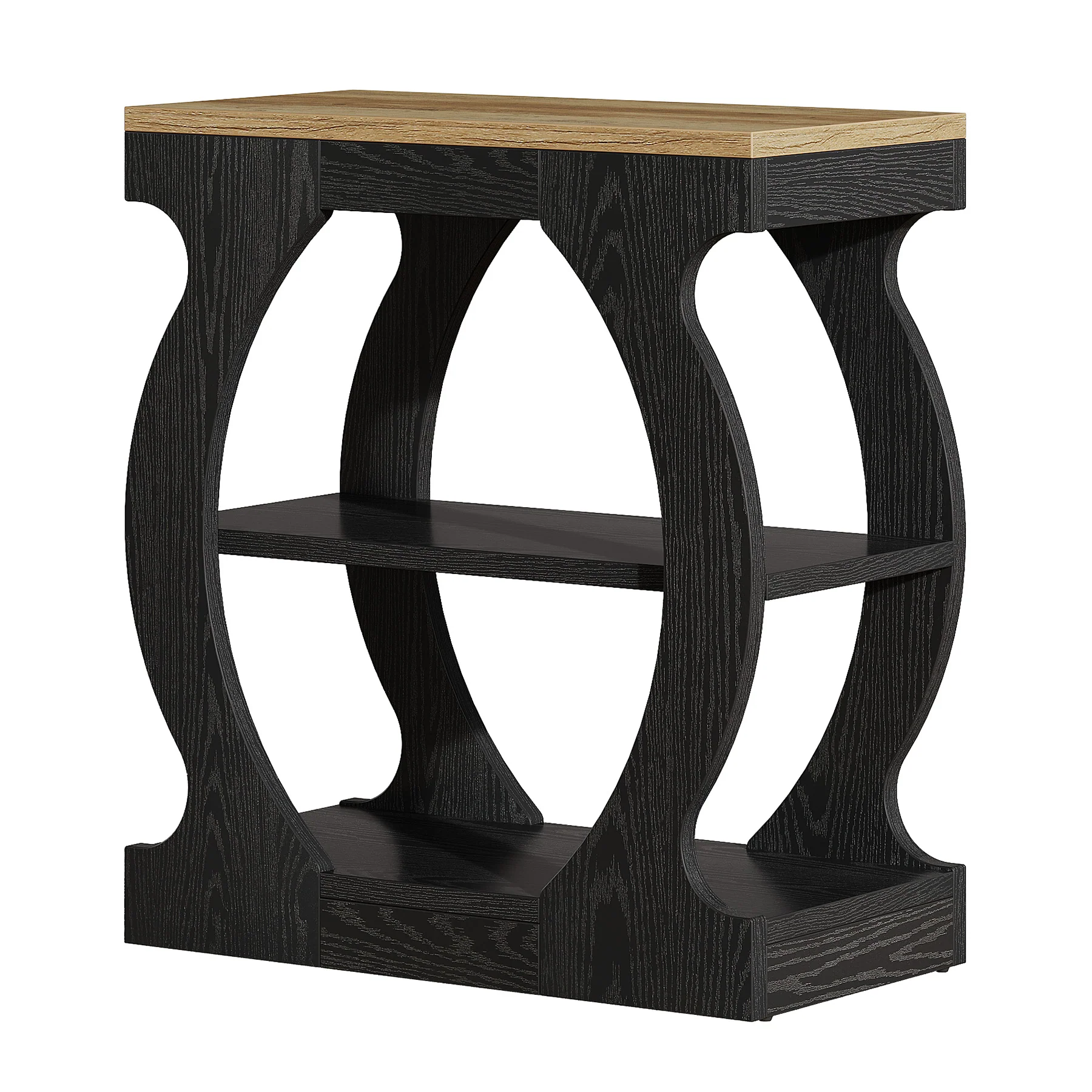 23.6 Inch Nightstand with 3-Tier Storage, Modern Narrow Bedside Table with Curved Frame for Bedroom - Image 11