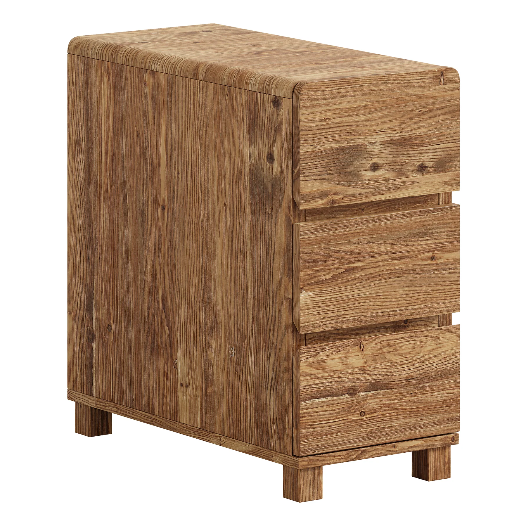 Tribesigns 25.59-Inch Tall Solid Wood Side Cabinet, 3-Drawer Narrow Nightstand - Image 11