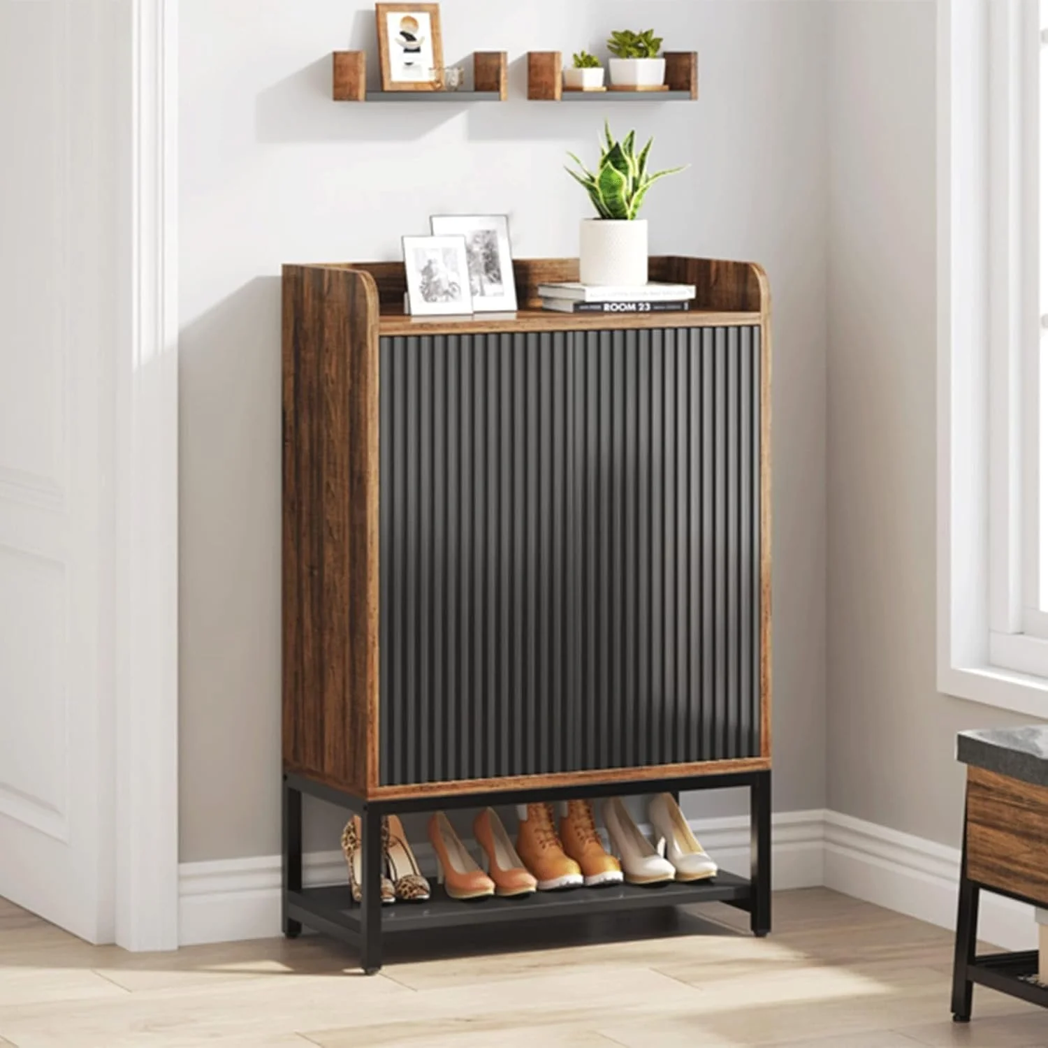 28.74” Shoe Cabinet with Doors, 5-Tier Shoe Storage Organizer for Entryway and Hallway - Image 5