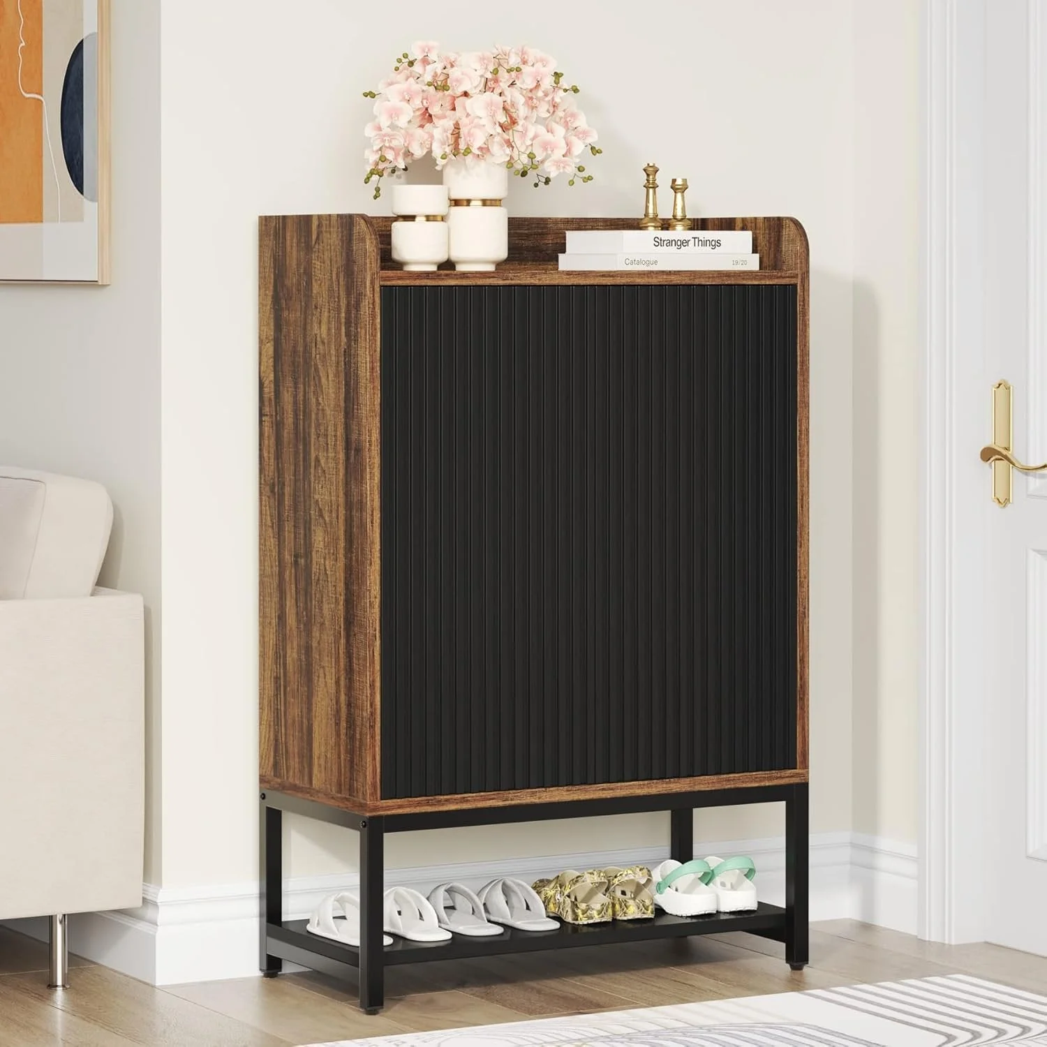 28.74” Shoe Cabinet with Doors, 5-Tier Shoe Storage Organizer for Entryway and Hallway - Image 8