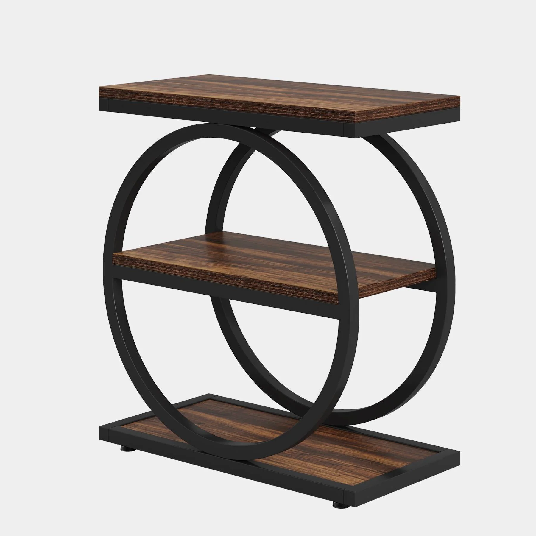 3-Tier End Table, Industrial Sofa Side Table with Round Metal Frame - Image 15