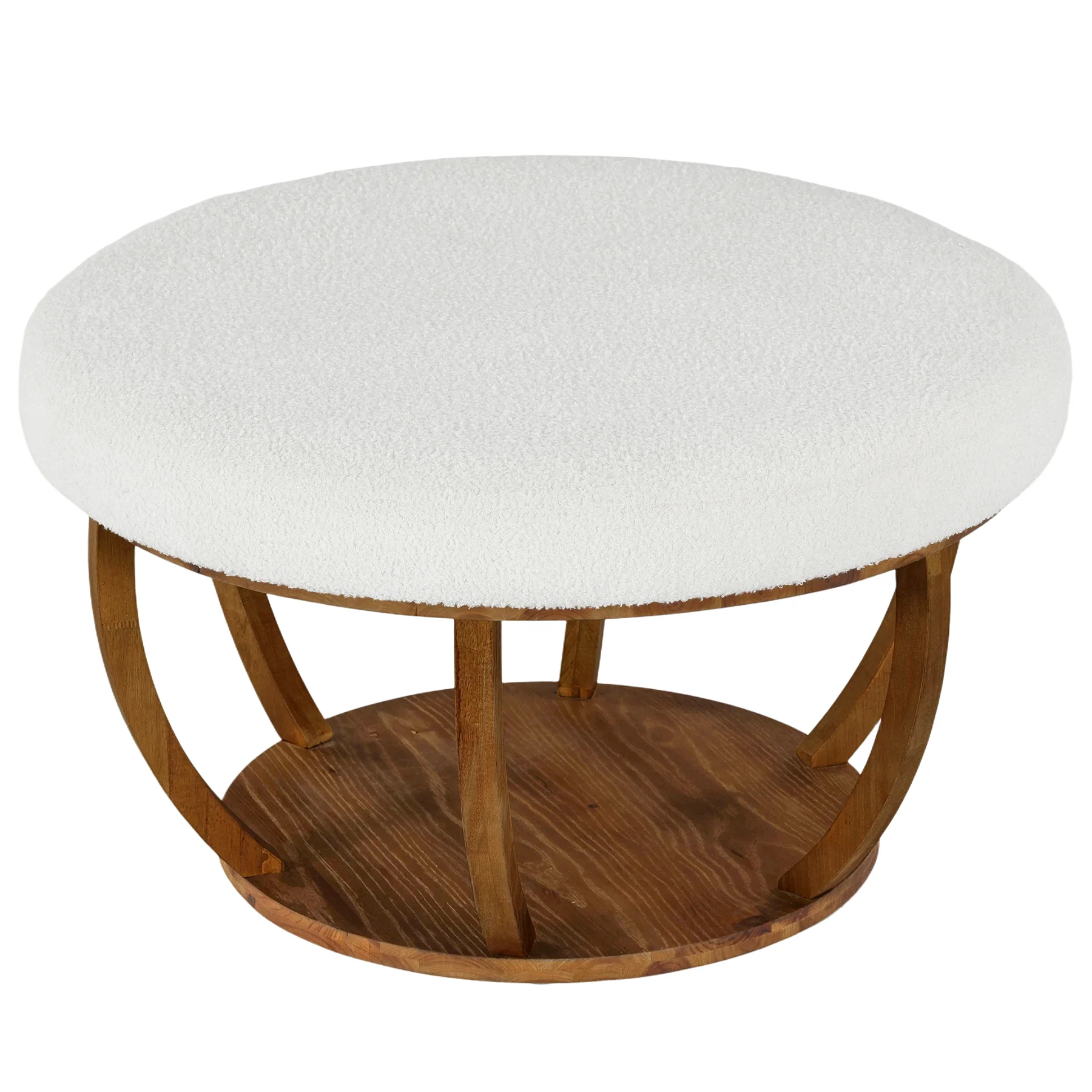 31.5-Inch Round Ottoman Coffee Table, Upholstered Storage Footrest Table - Image 12