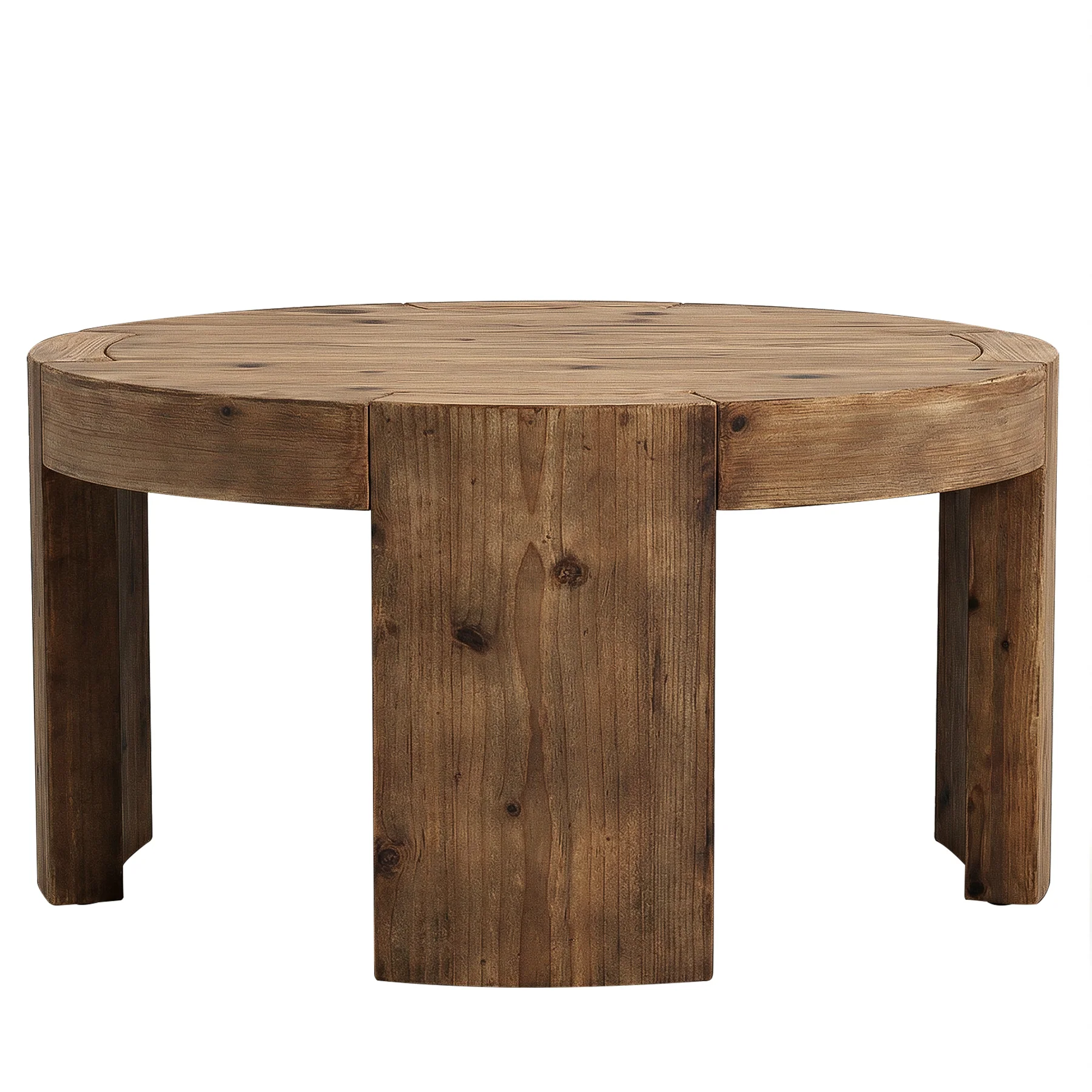 31.5 Inch Solid Wood Round Coffee Table with Integrated Tabletop, Farmhouse Center Table for Living Room - Image 10