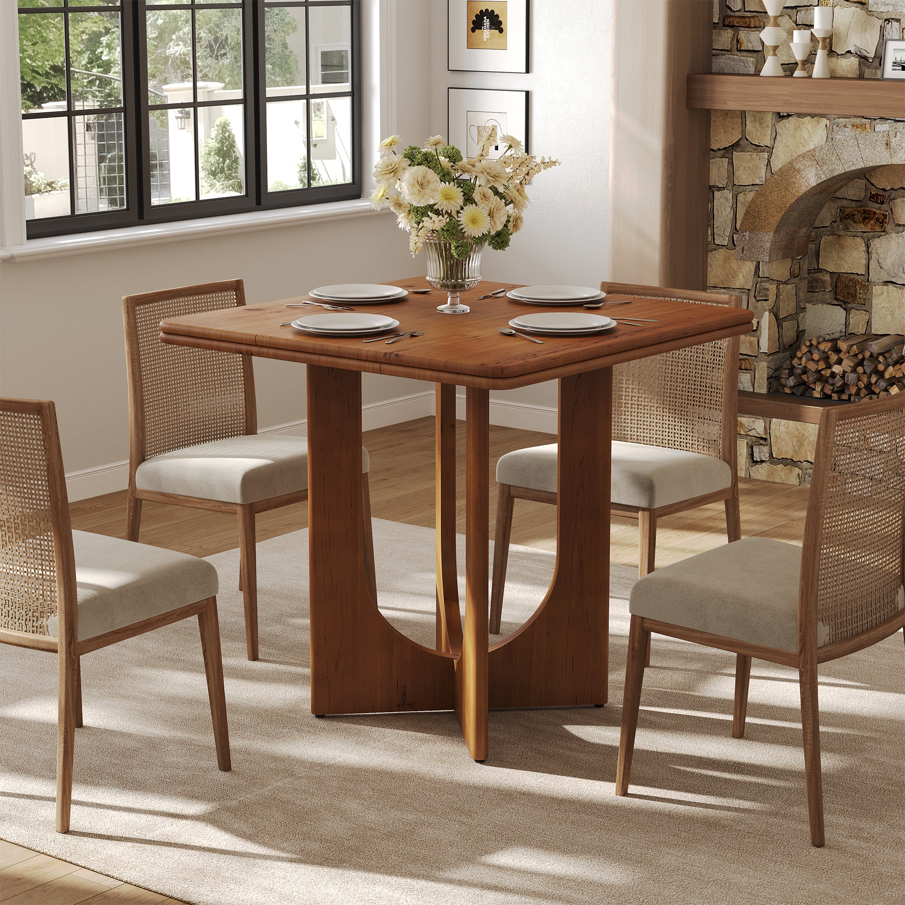 31.5-Inch Square Dining Table, Solid Wood Small Kitchen Table for 2-4 People in Dining Room Small Spaces - Image 5