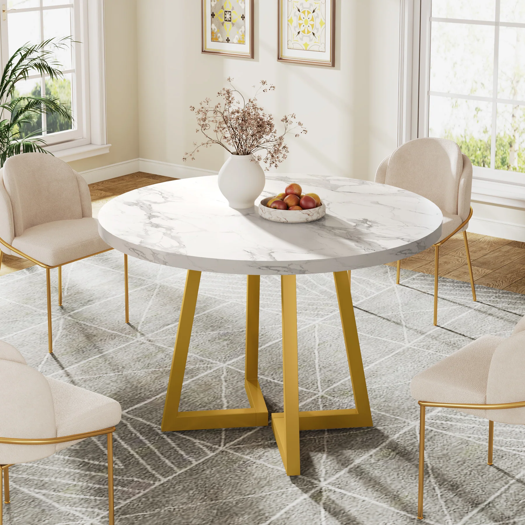 31.5" Industrial Round Dining Table Cafe-Style Table - Image 13