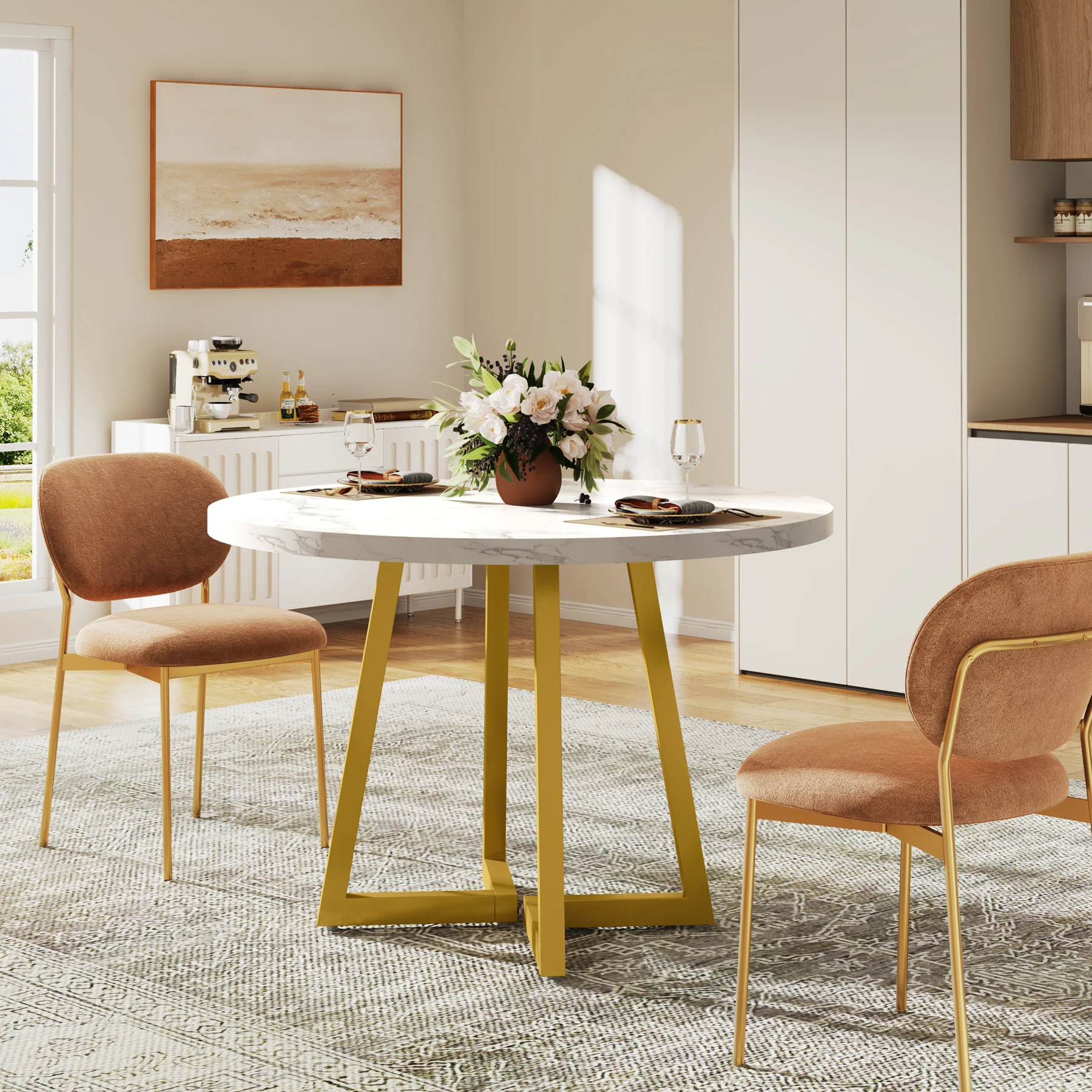 31.5" Industrial Round Dining Table Cafe-Style Table - Image 15