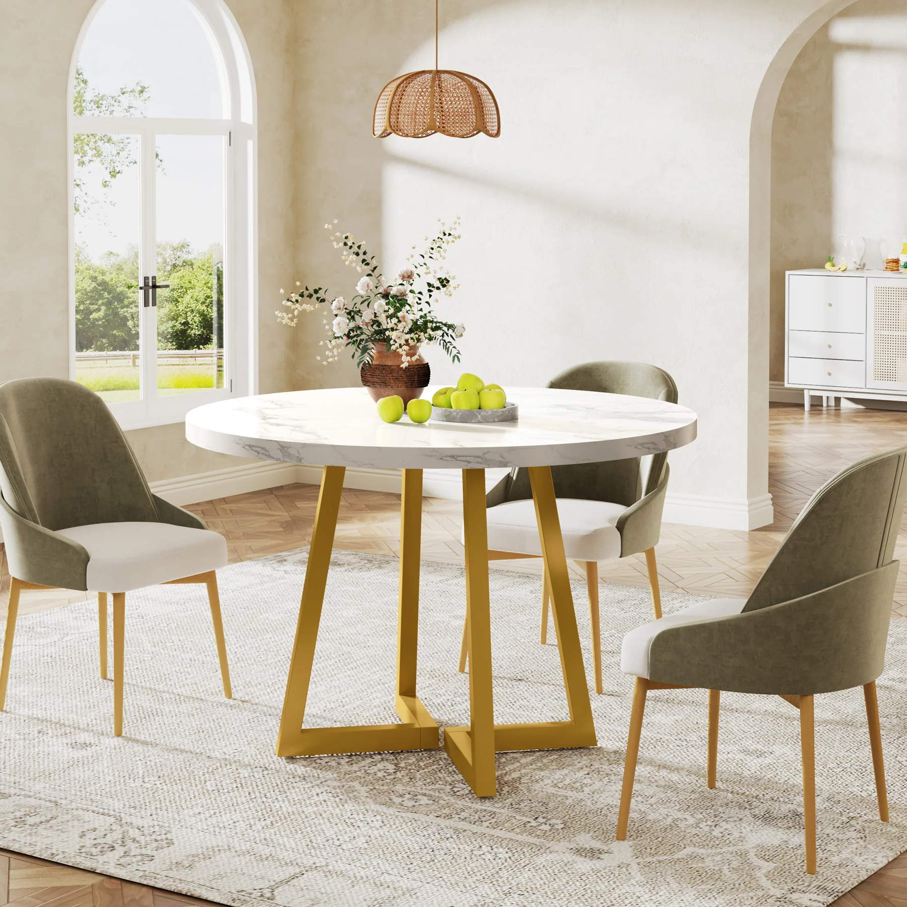 31.5" Industrial Round Dining Table Cafe-Style Table - Image 16