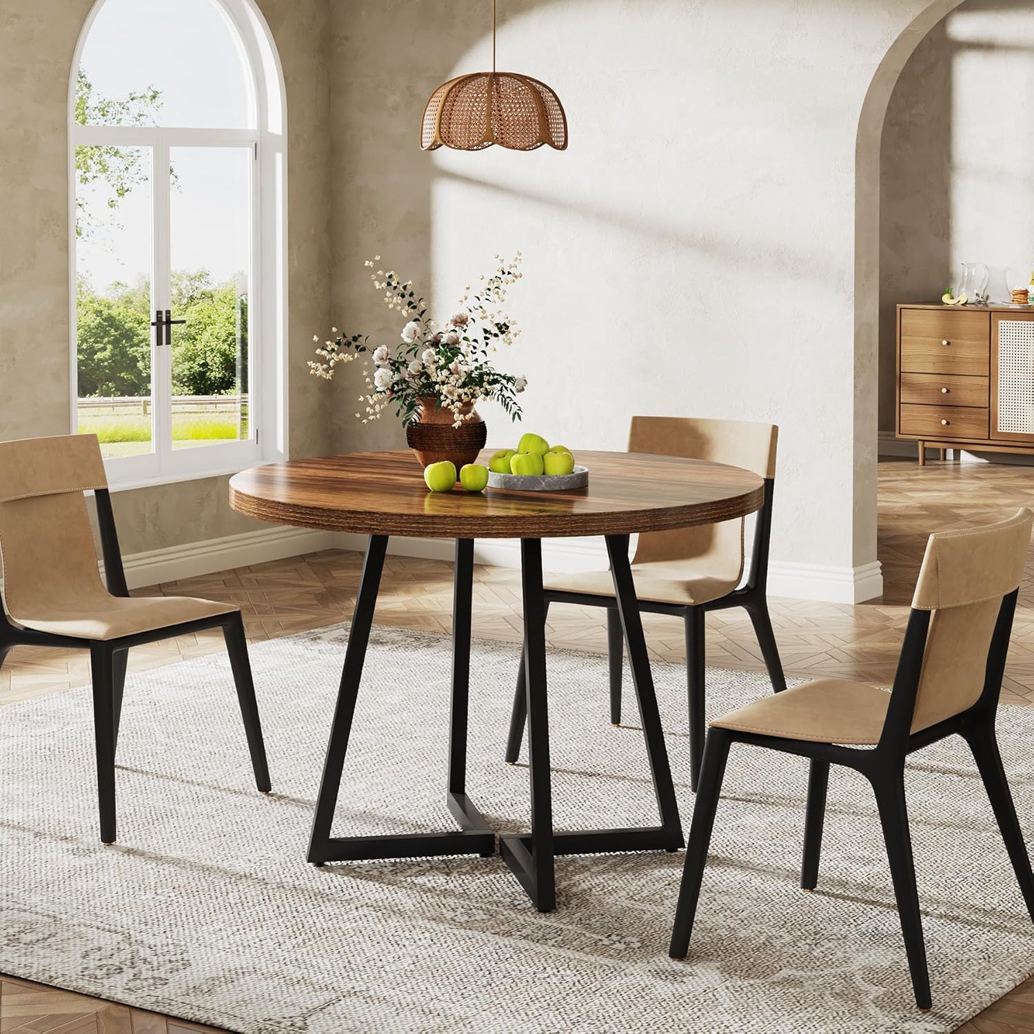 31.5" Industrial Round Dining Table Cafe-Style Table - Image 3