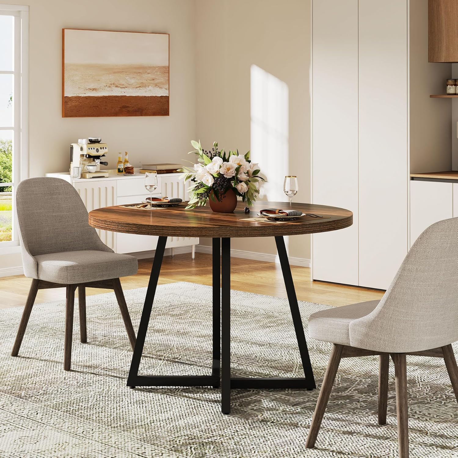 31.5" Industrial Round Dining Table Cafe-Style Table - Image 5