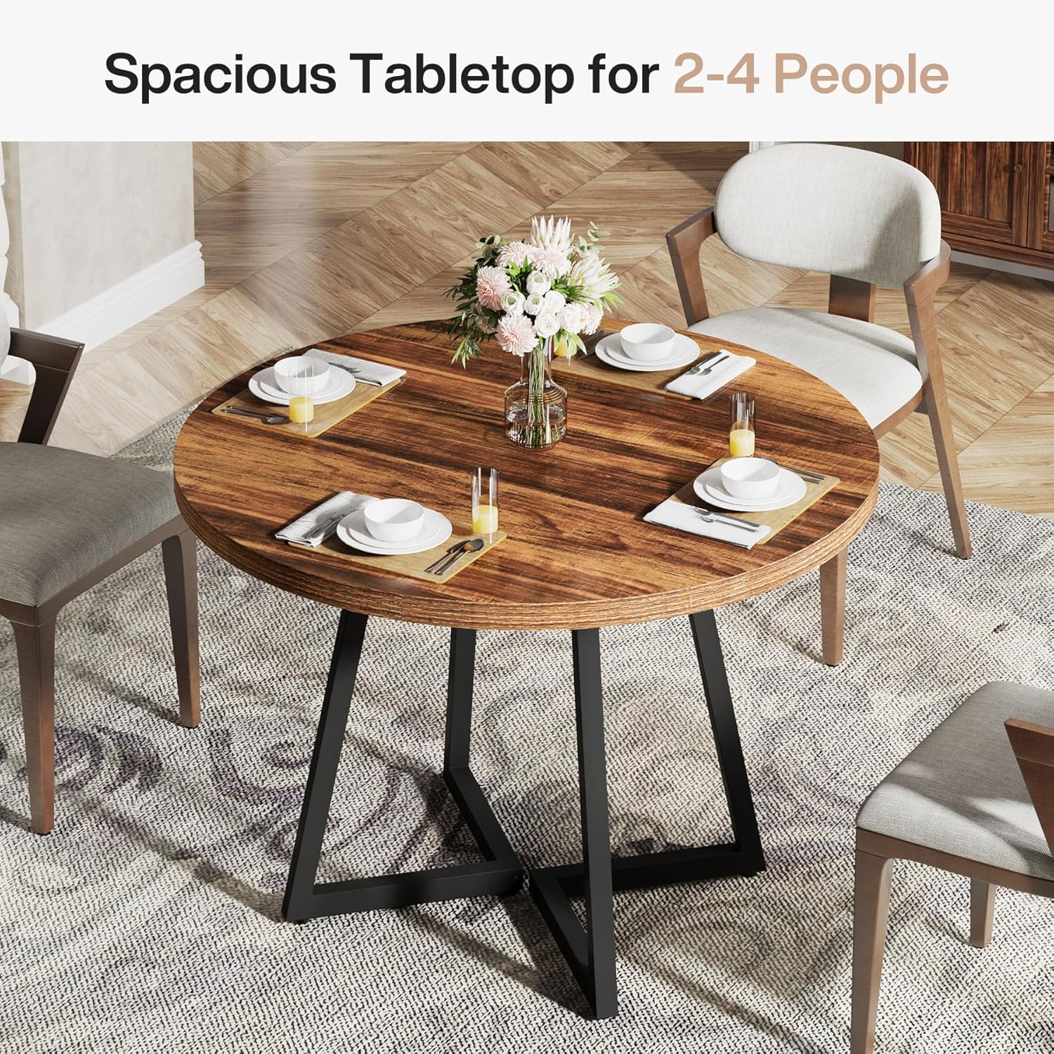 31.5" Industrial Round Dining Table Cafe-Style Table - Image 7