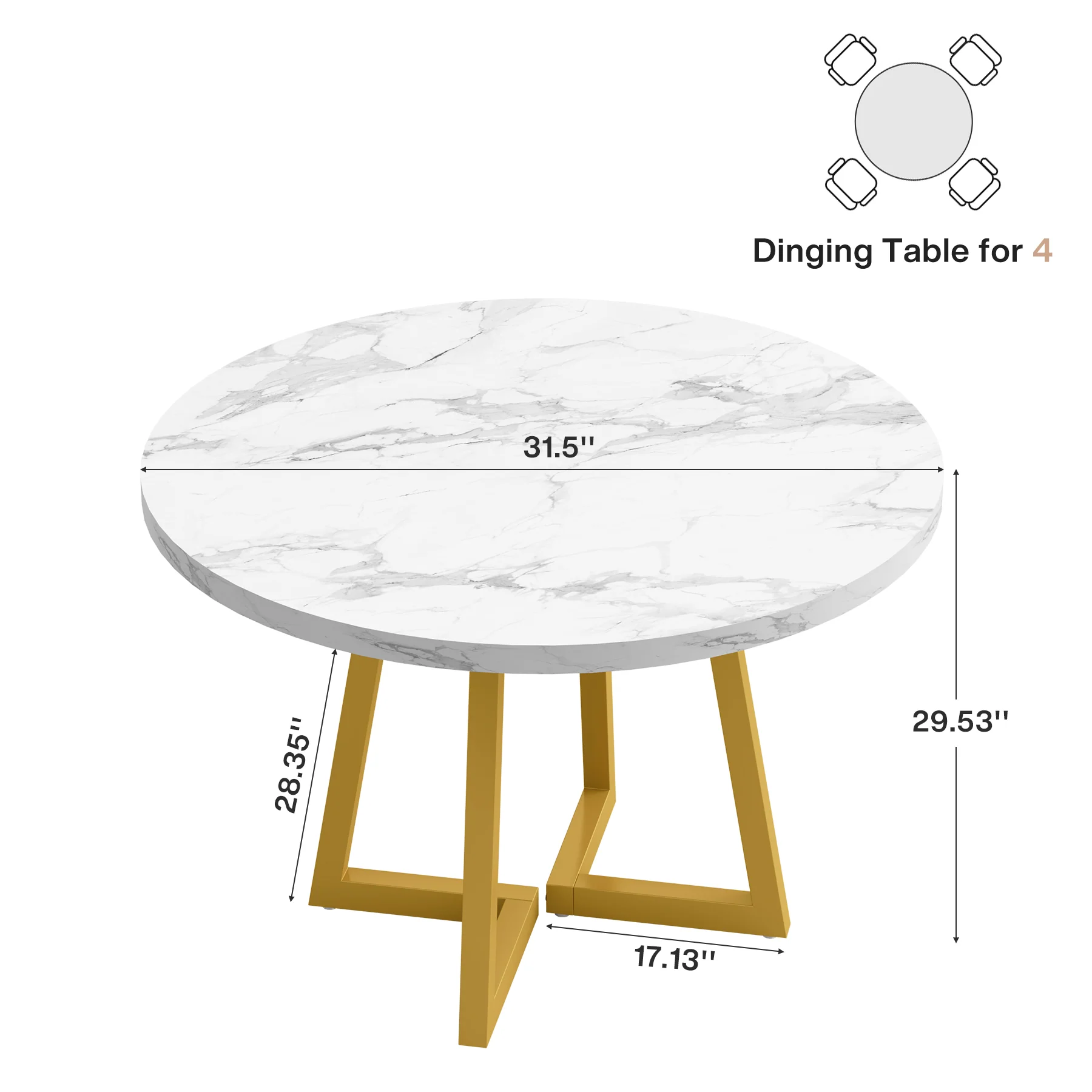31.5" Industrial Round Dining Table Cafe-Style Table - Image 9