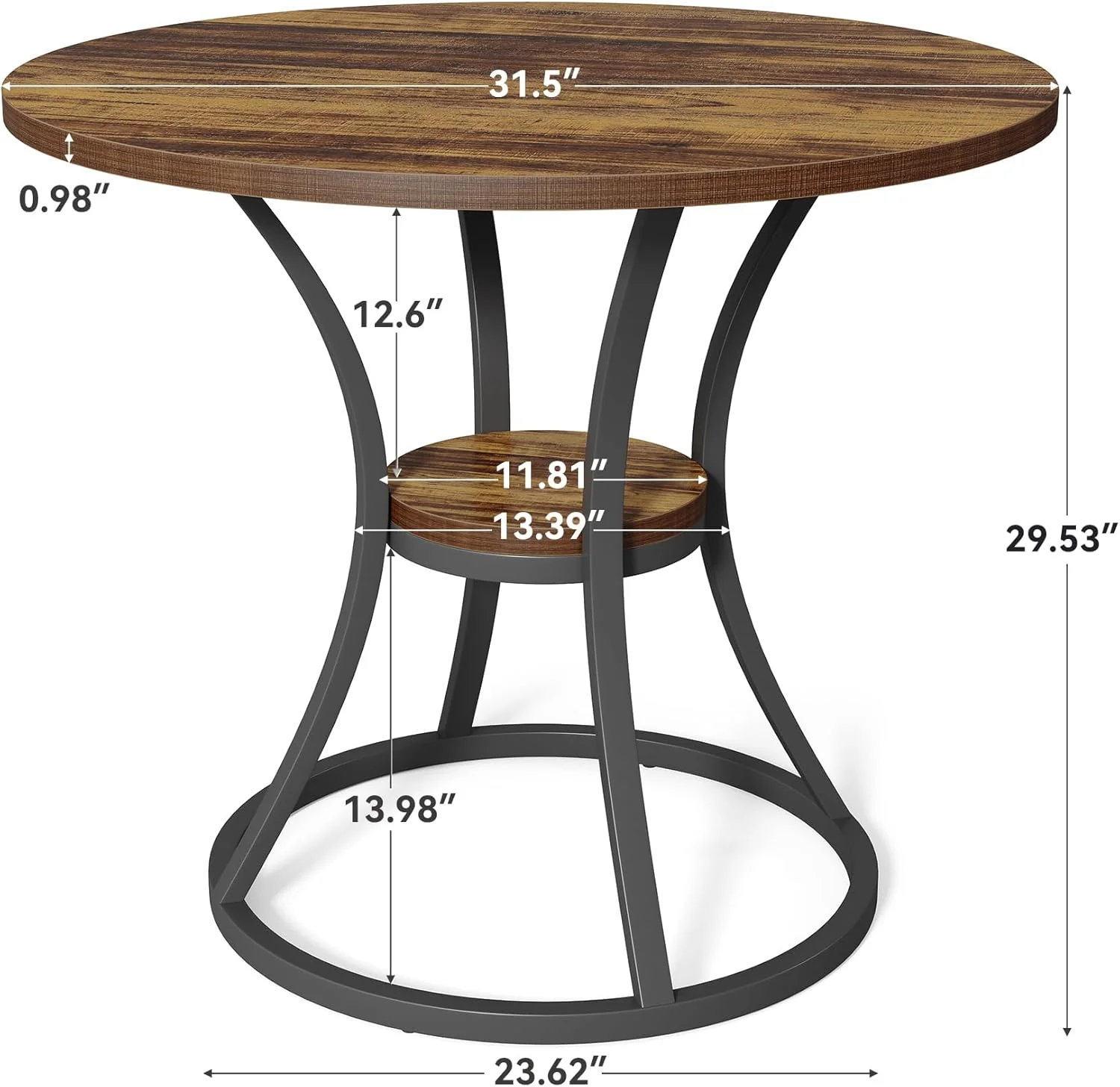 Tribesigns 31.5" Round Dining Table, Farmhouse Table for 2-4 - Image 2