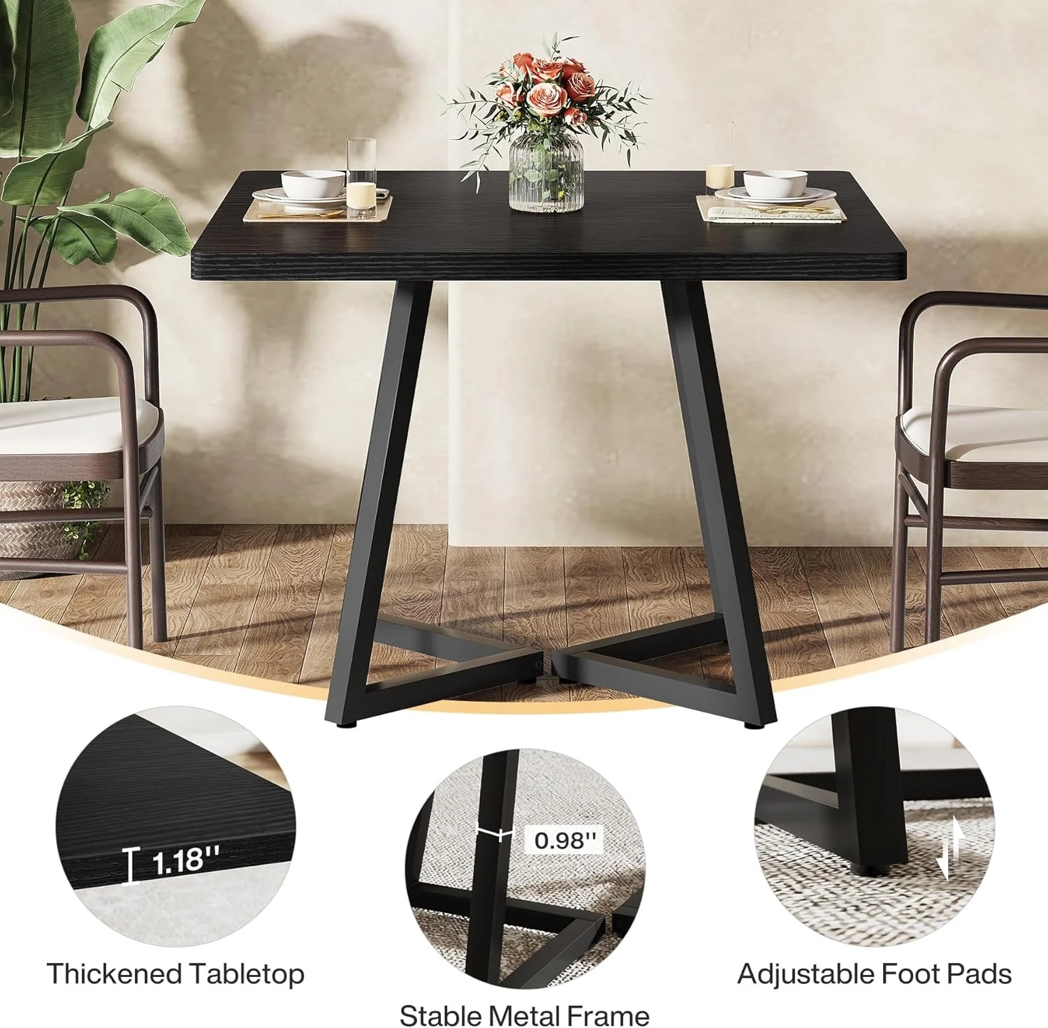 31.5" Square Meeting Table - Compact Wood Conference Table for Small Office & Seminar Rooms - Image 8