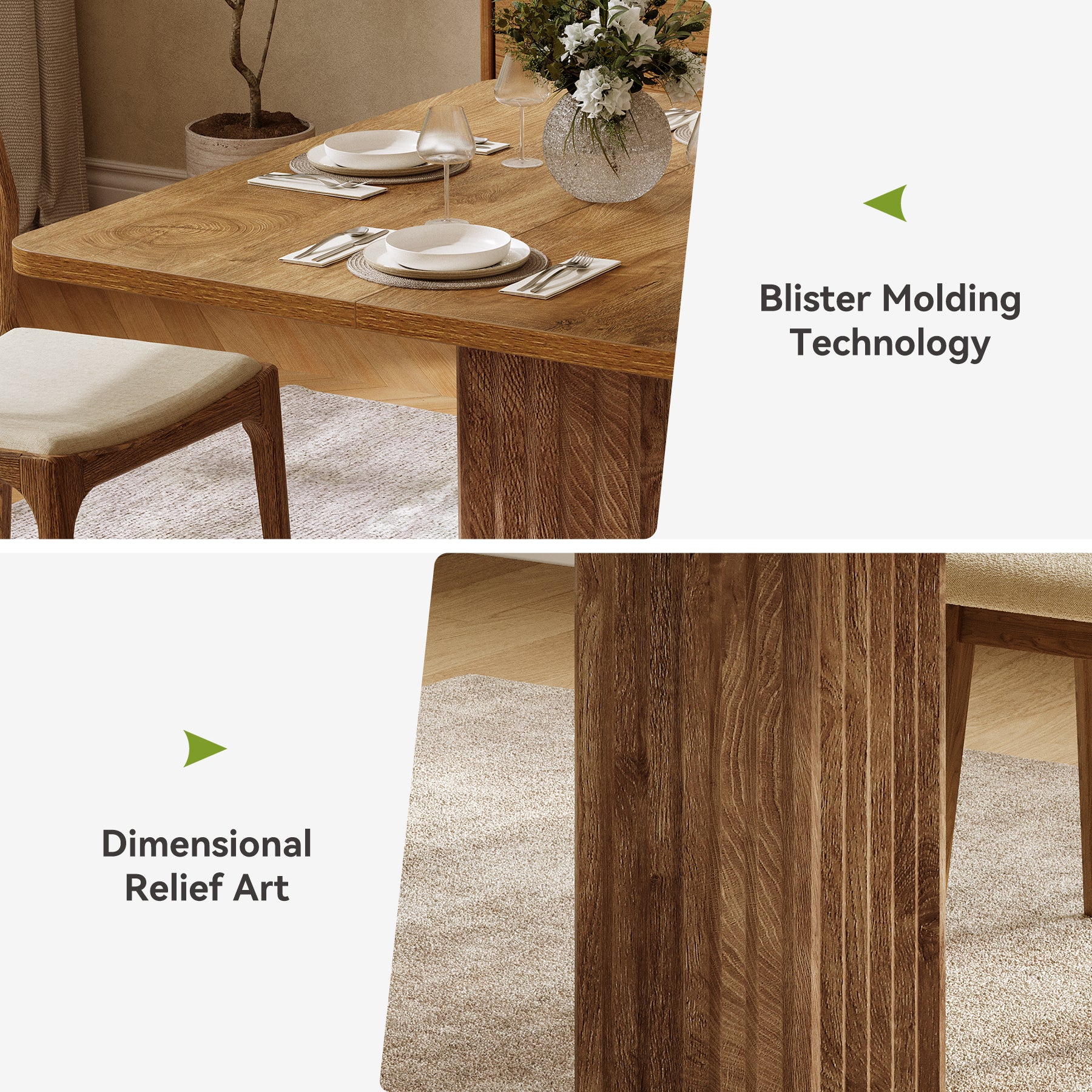 Tribesigns 35.43-Inch Small Dining Table with Fluted Pedestal Base, Modern Farmhouse Kitchen Table for 2-4 People - Image 7