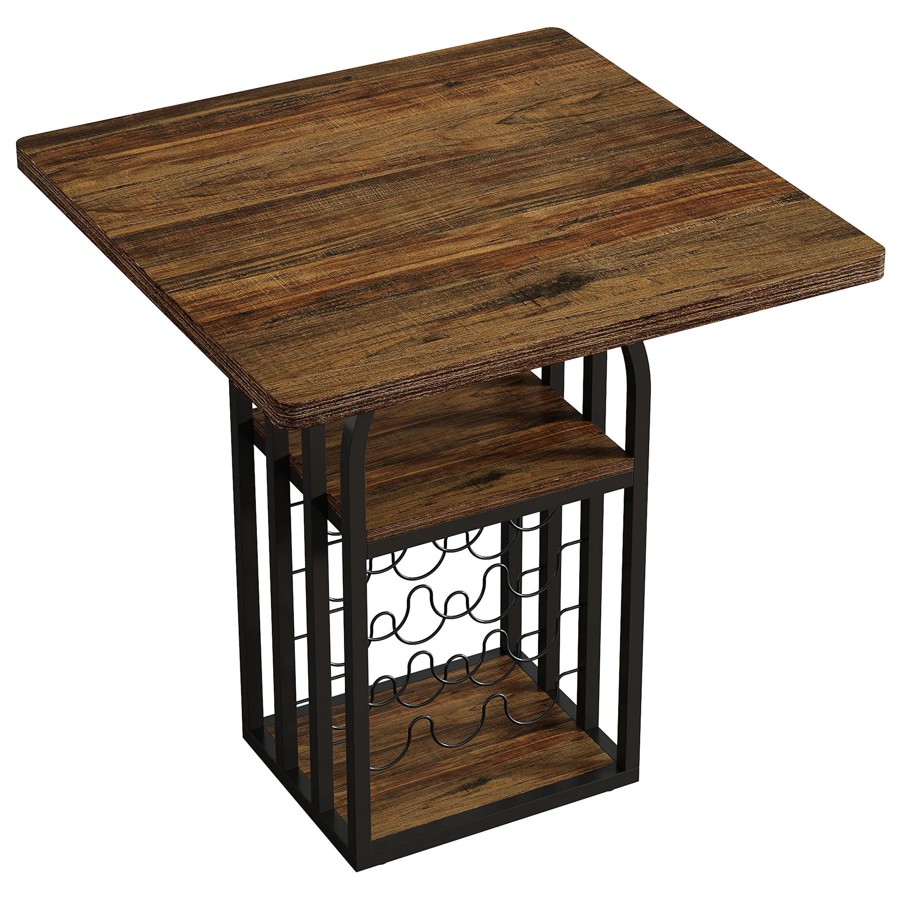 Tribesigns 35.43-Inch Square Bistro Pub Table with Wine Rack, Home Bar Table for Kitchen and Living Room - Image 13