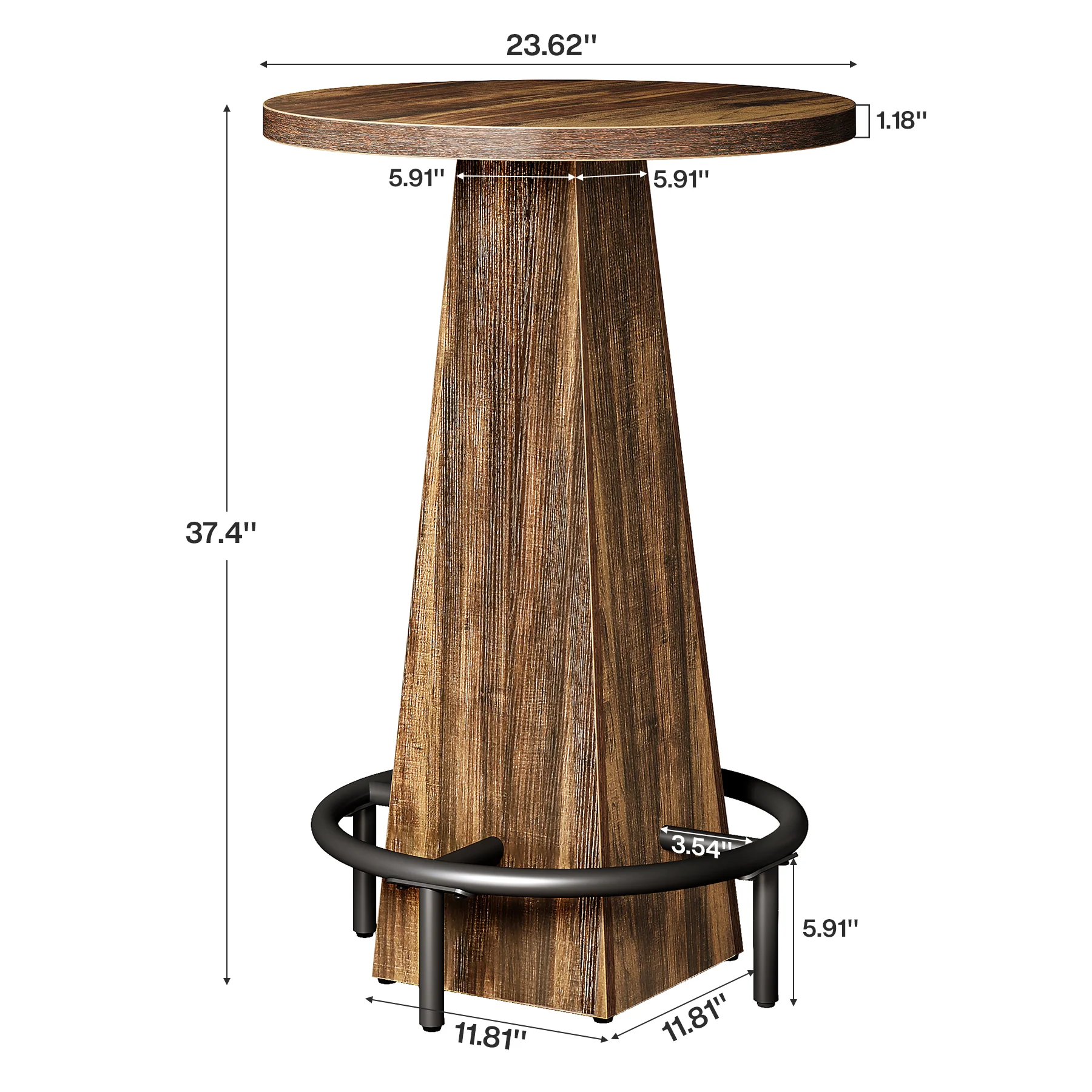 Tribesigns 37.4-Inch High Round Dining Table with Metal Footrest, Counter Height Kitchen Table for Small Dining Spaces - Image 2