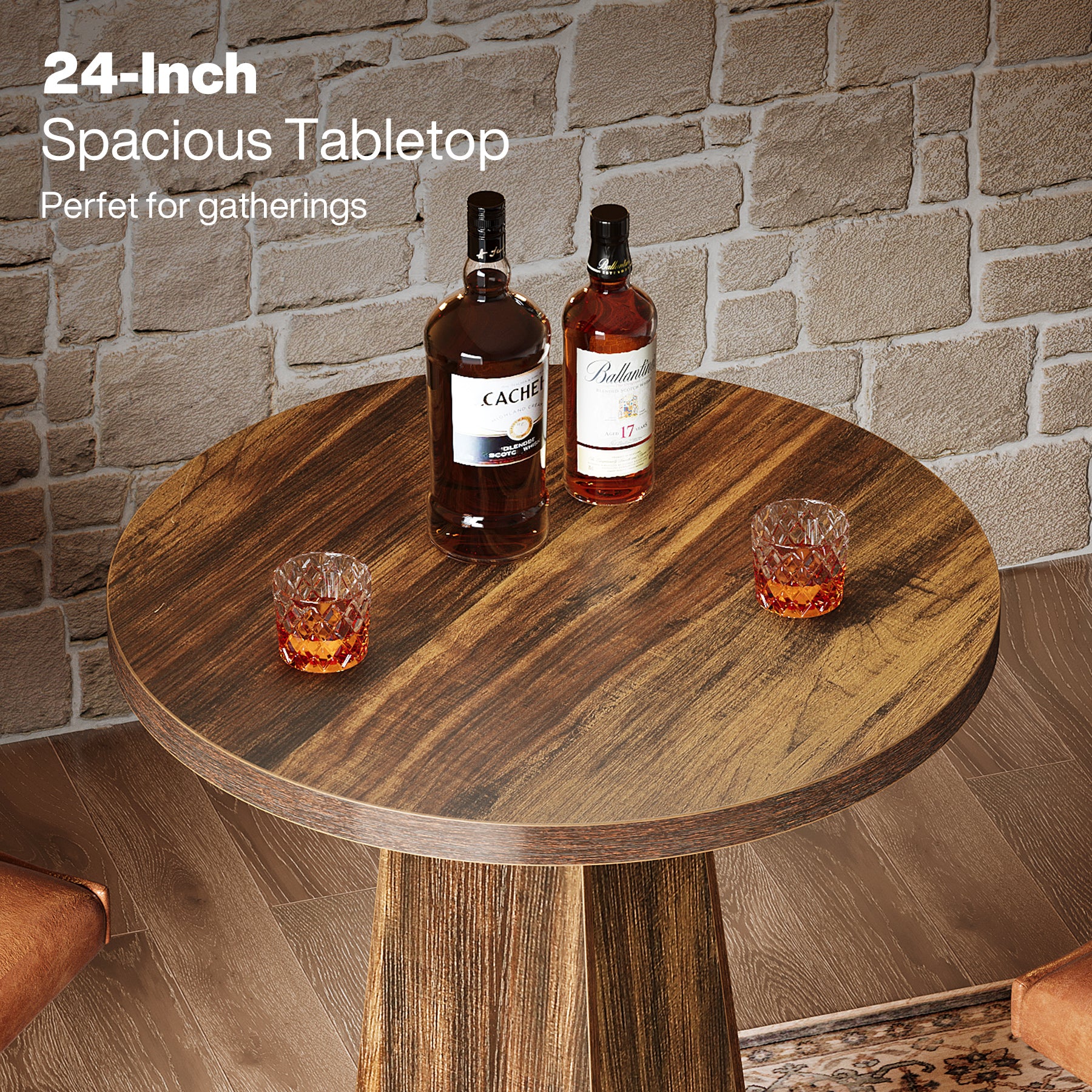 Tribesigns 37.4-Inch High Round Dining Table with Metal Footrest, Counter Height Kitchen Table for Small Dining Spaces - Image 3