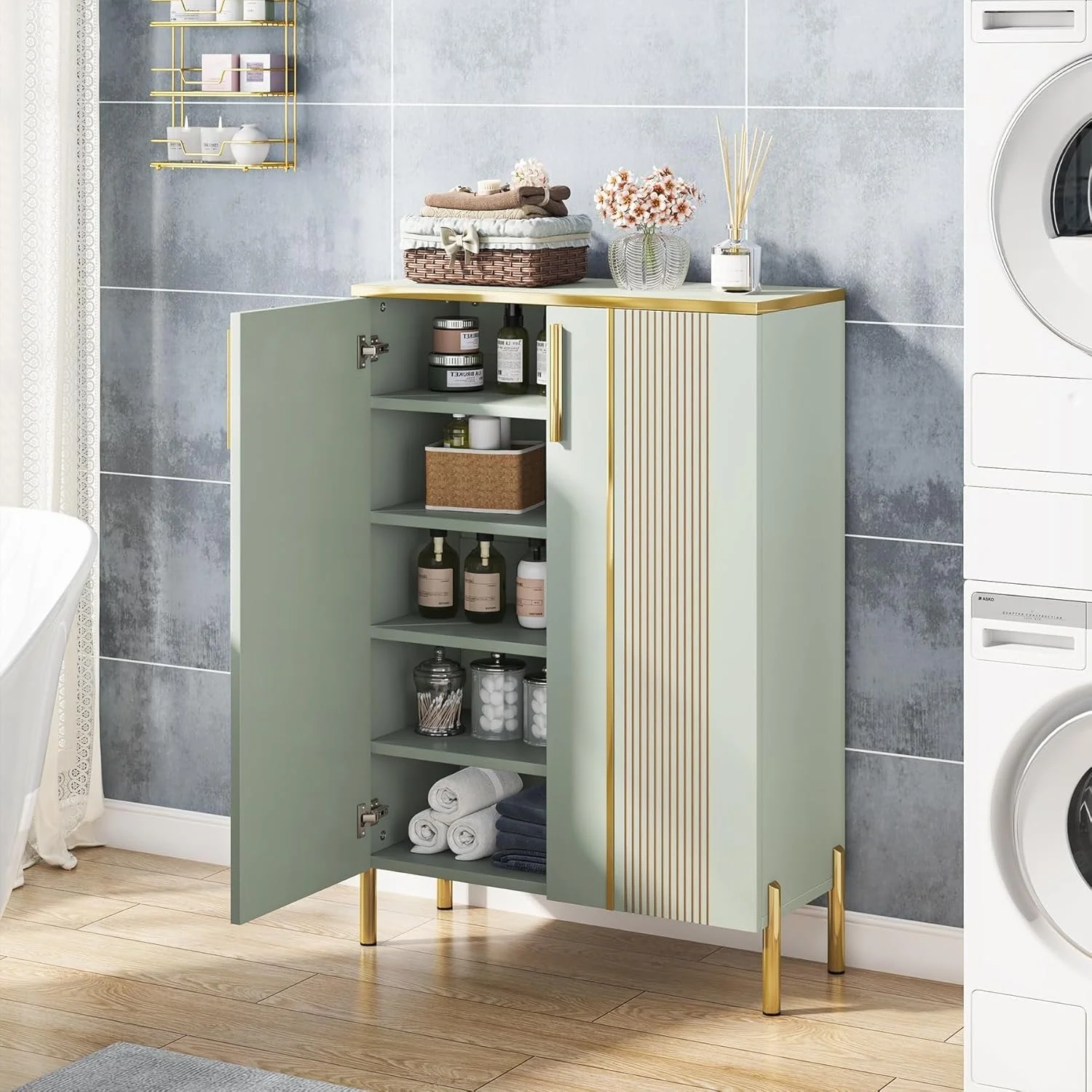 39.37-Inch Shoe Cabinet with Doors, 6-Tier Wooden Storage Organizer with Adjustable Shelves - Image 8