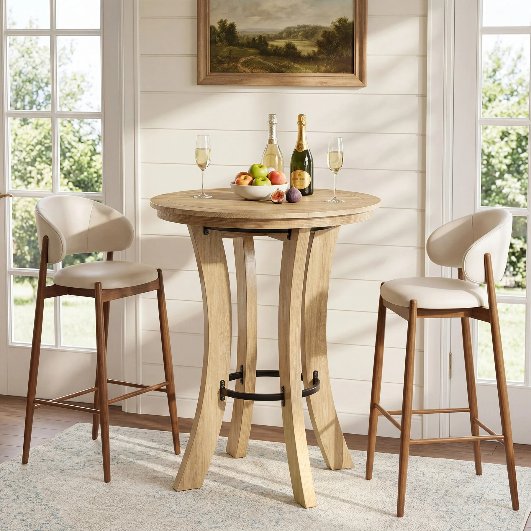 Tribesigns 39.4-Inch High Round Bar Table with Curved Legs and Metal Footrest, Modern Pub Table for Kitchen and Coffee Bar - Image 5