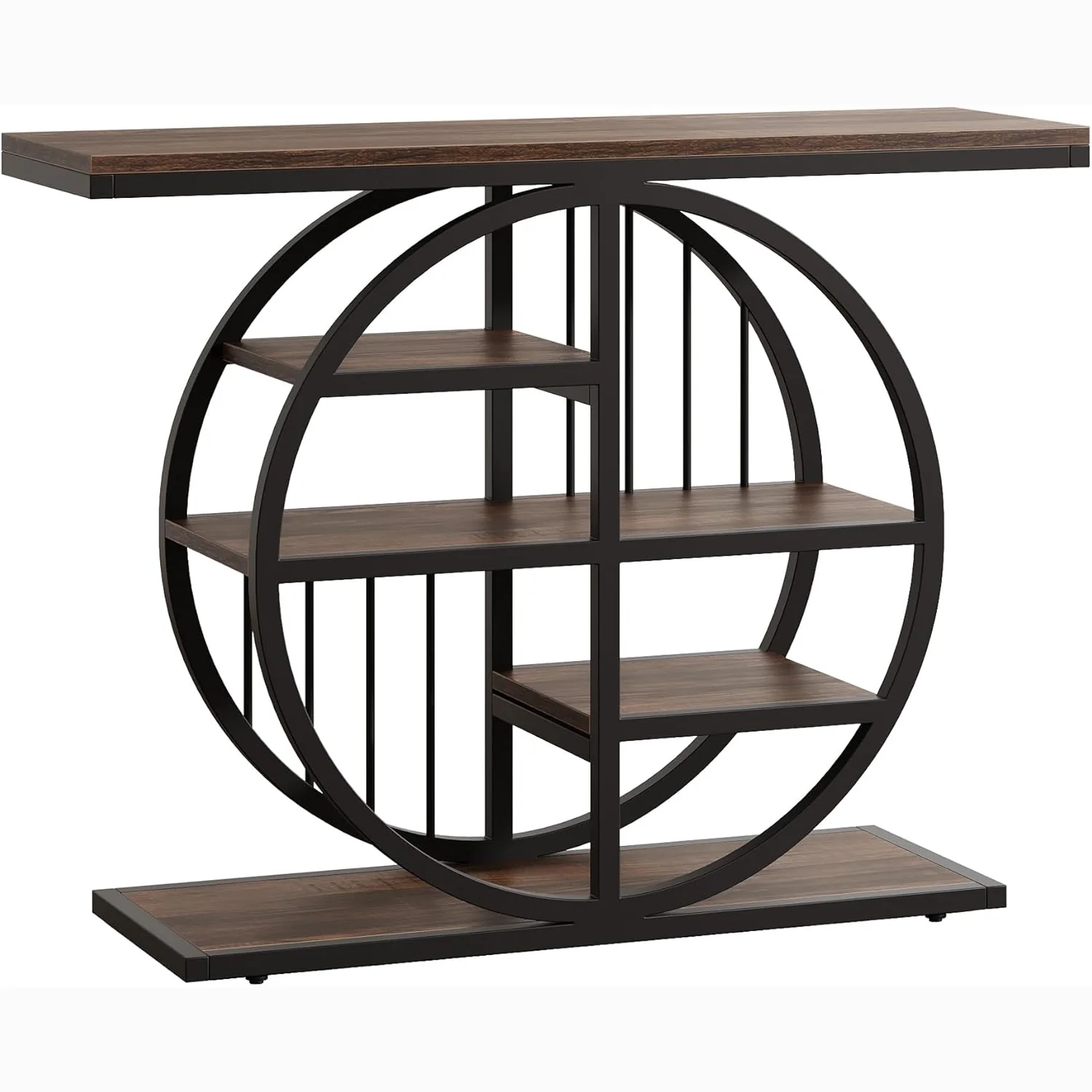 39" Console Table, 5-Tier Entryway Table Sofa Table with Circle Base - Image 8
