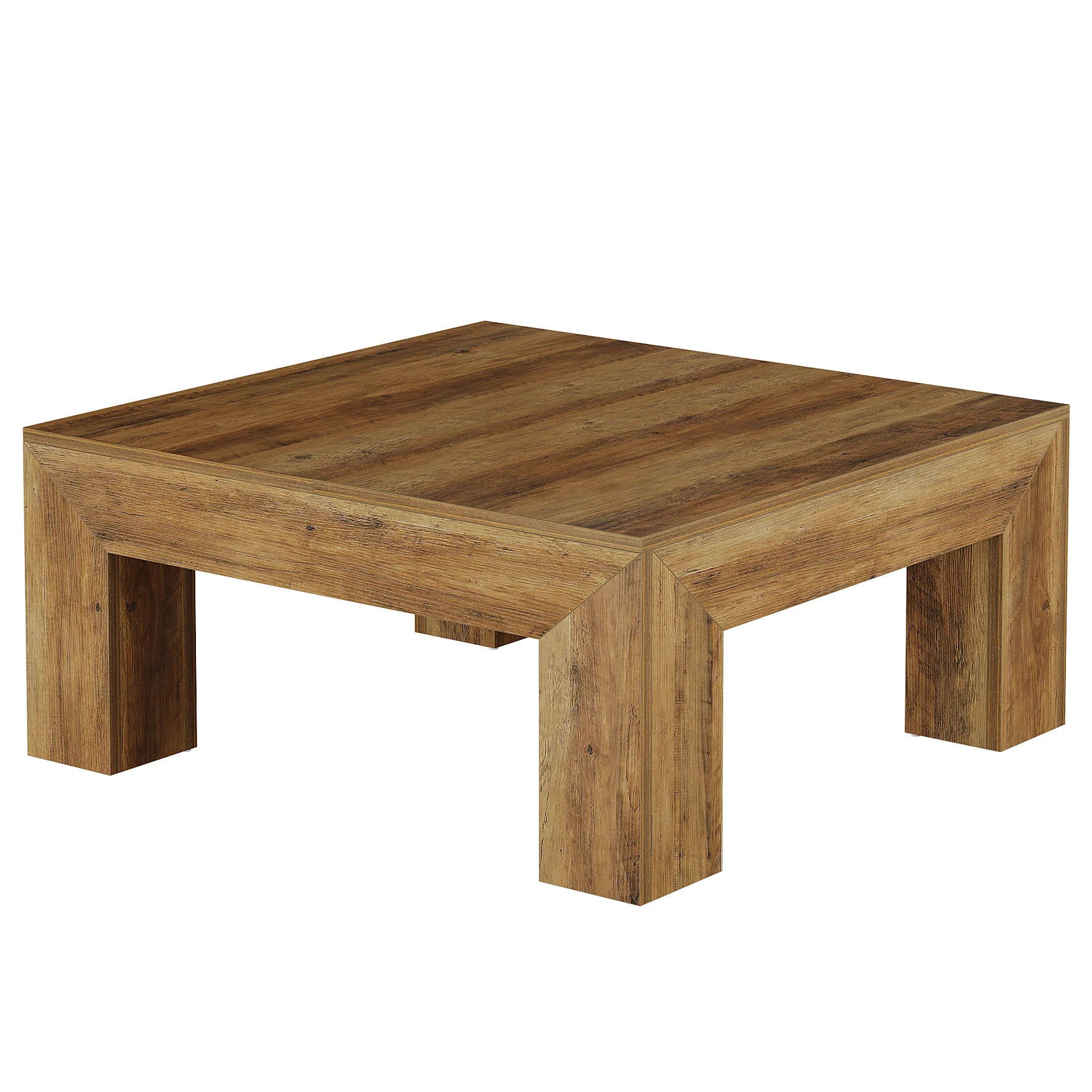 39" Square Rustic Farmhouse Coffee Table | MDF Top with Sturdy Wood Legs, Easy Assembly Cocktail Table in Brown - Image 8