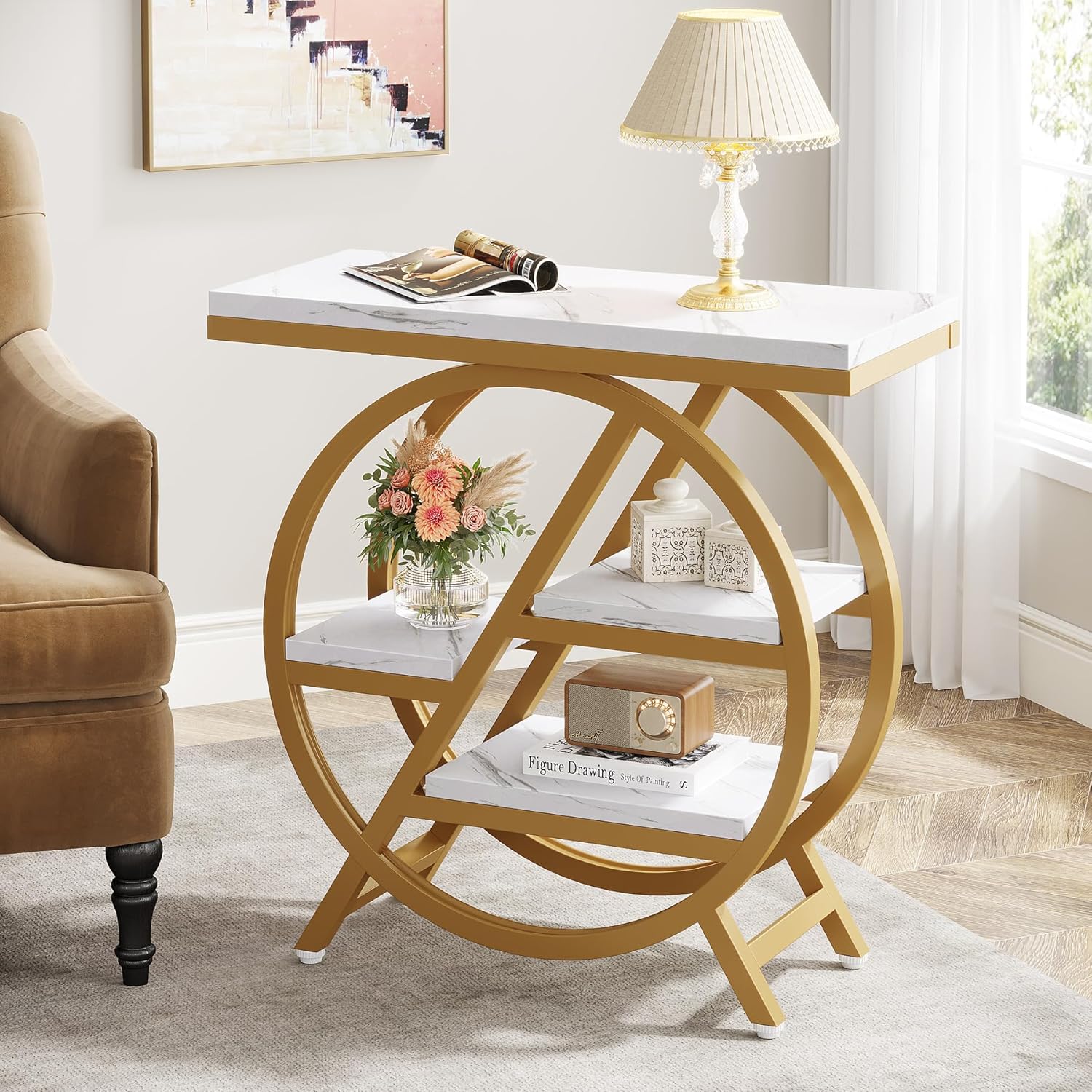 4-Tier End Table, Small Side Table Snack Table with Storage Shelves - Image 13