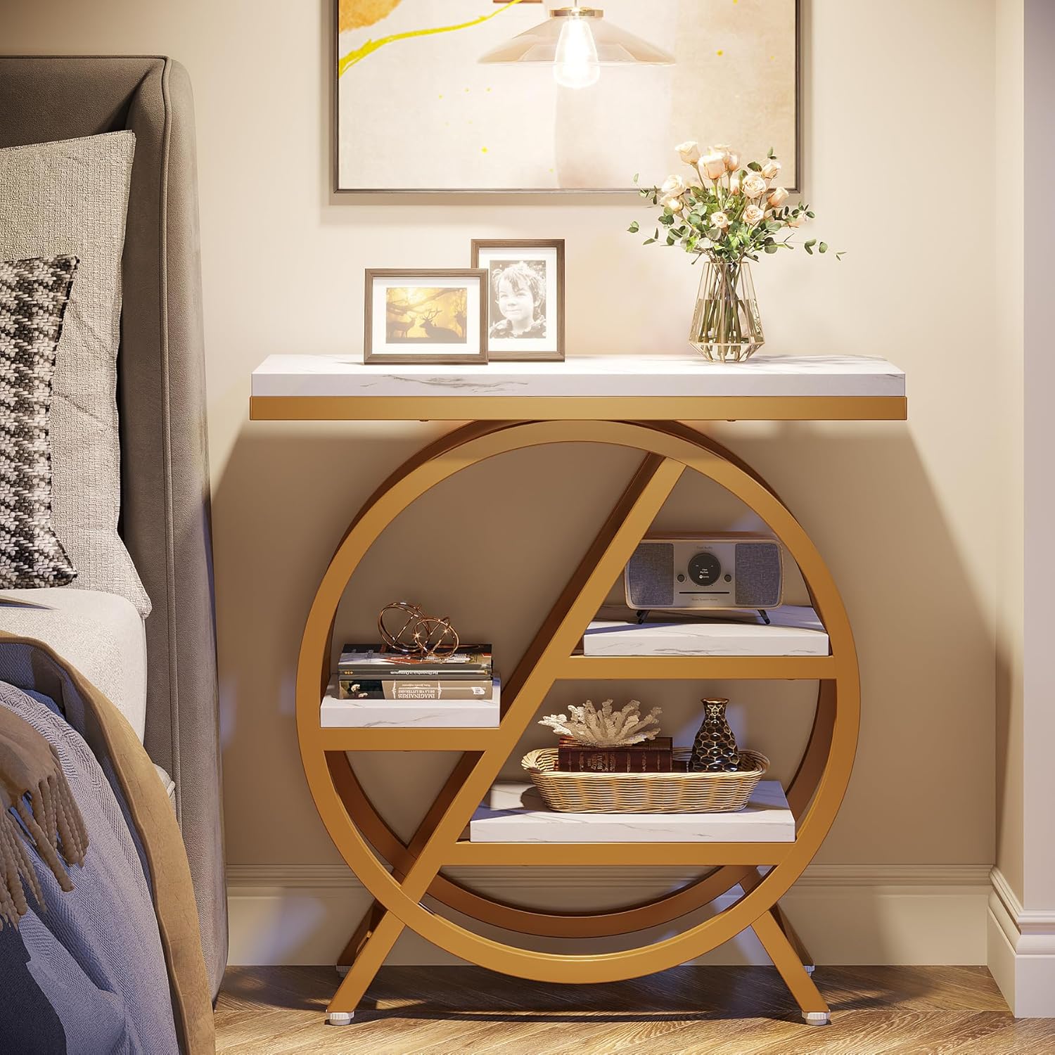 4-Tier End Table, Small Side Table Snack Table with Storage Shelves - Image 14