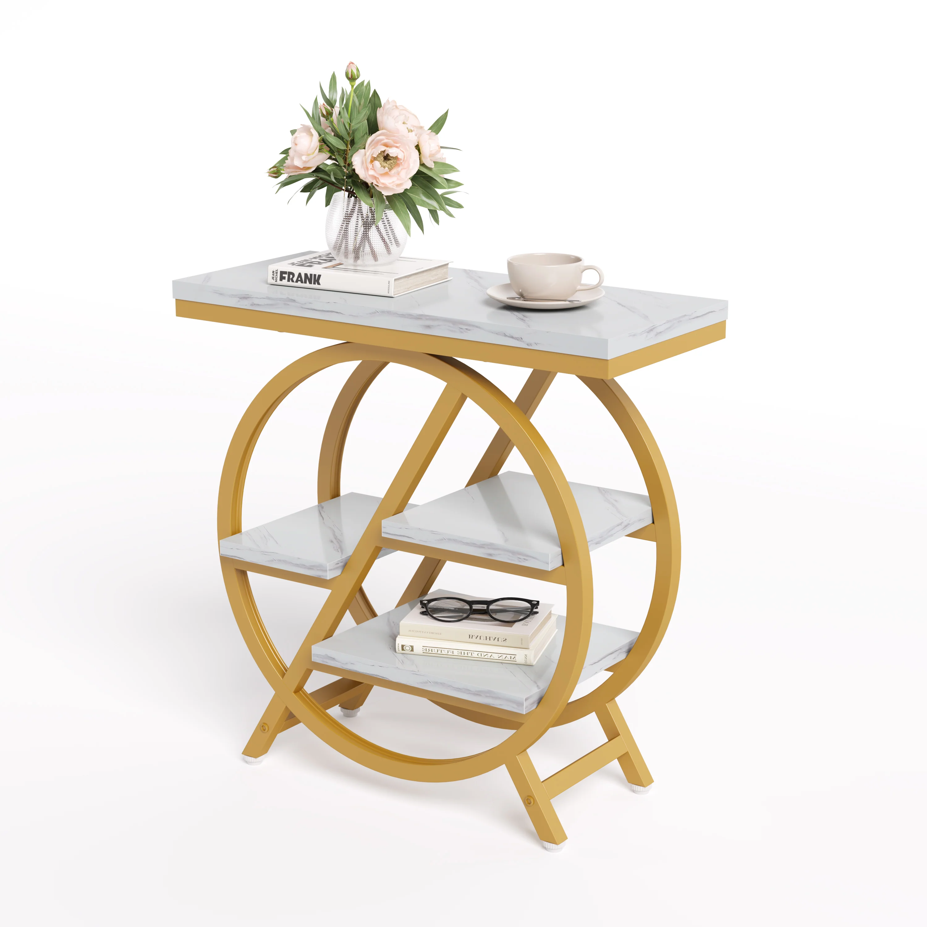 4-Tier End Table, Small Side Table Snack Table with Storage Shelves - Image 15