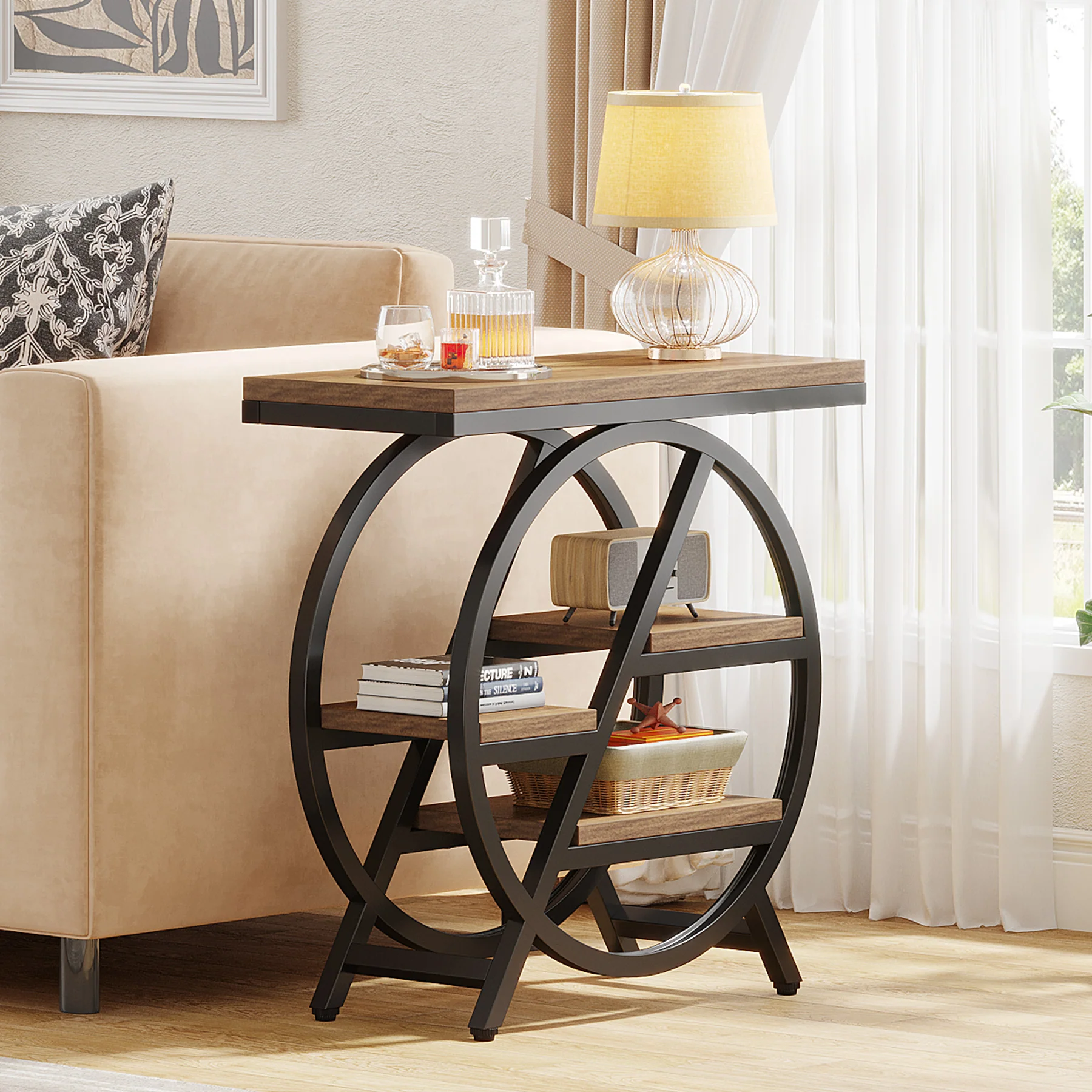 4-Tier End Table, Small Side Table Snack Table with Storage Shelves - Image 16