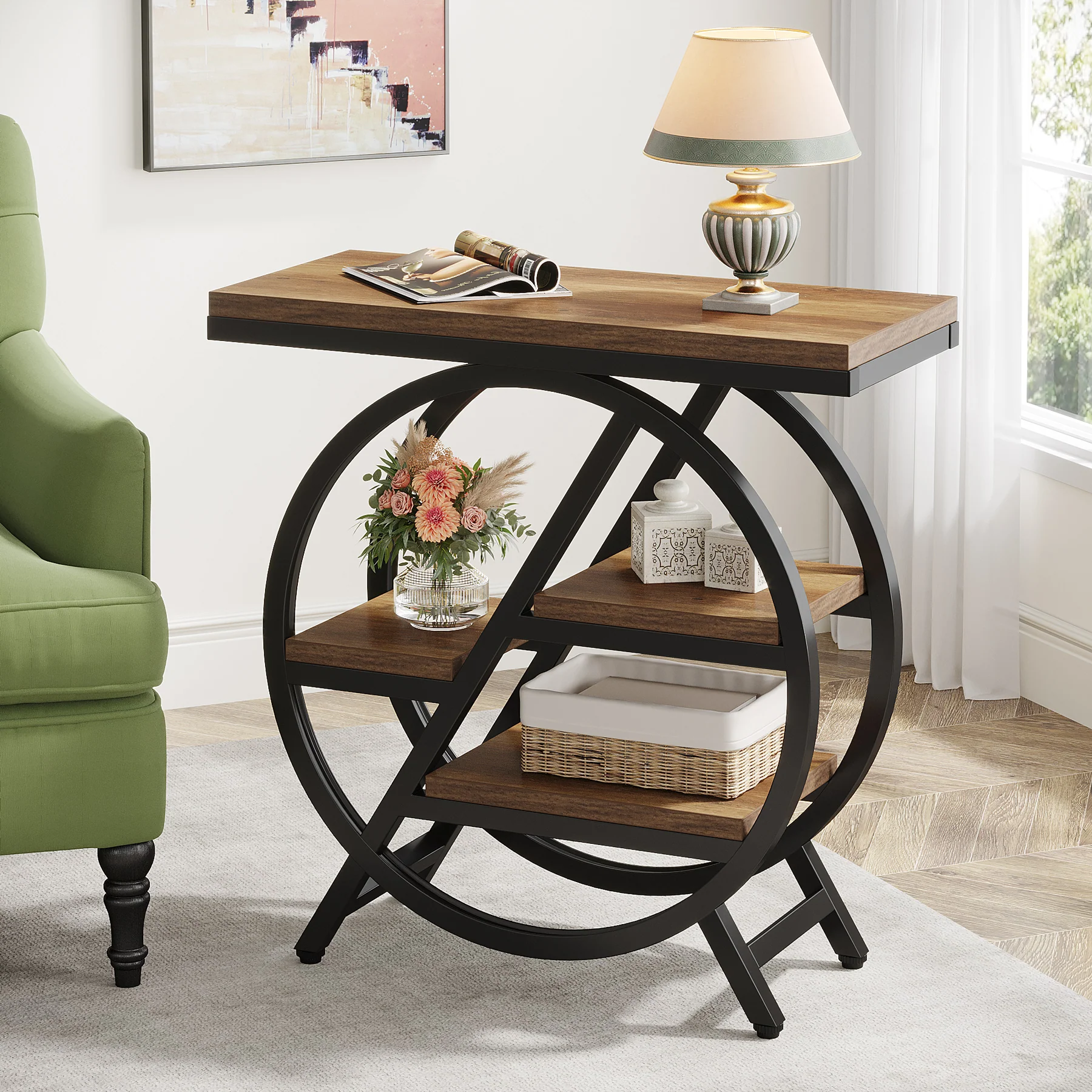 4-Tier End Table, Small Side Table Snack Table with Storage Shelves - Image 18