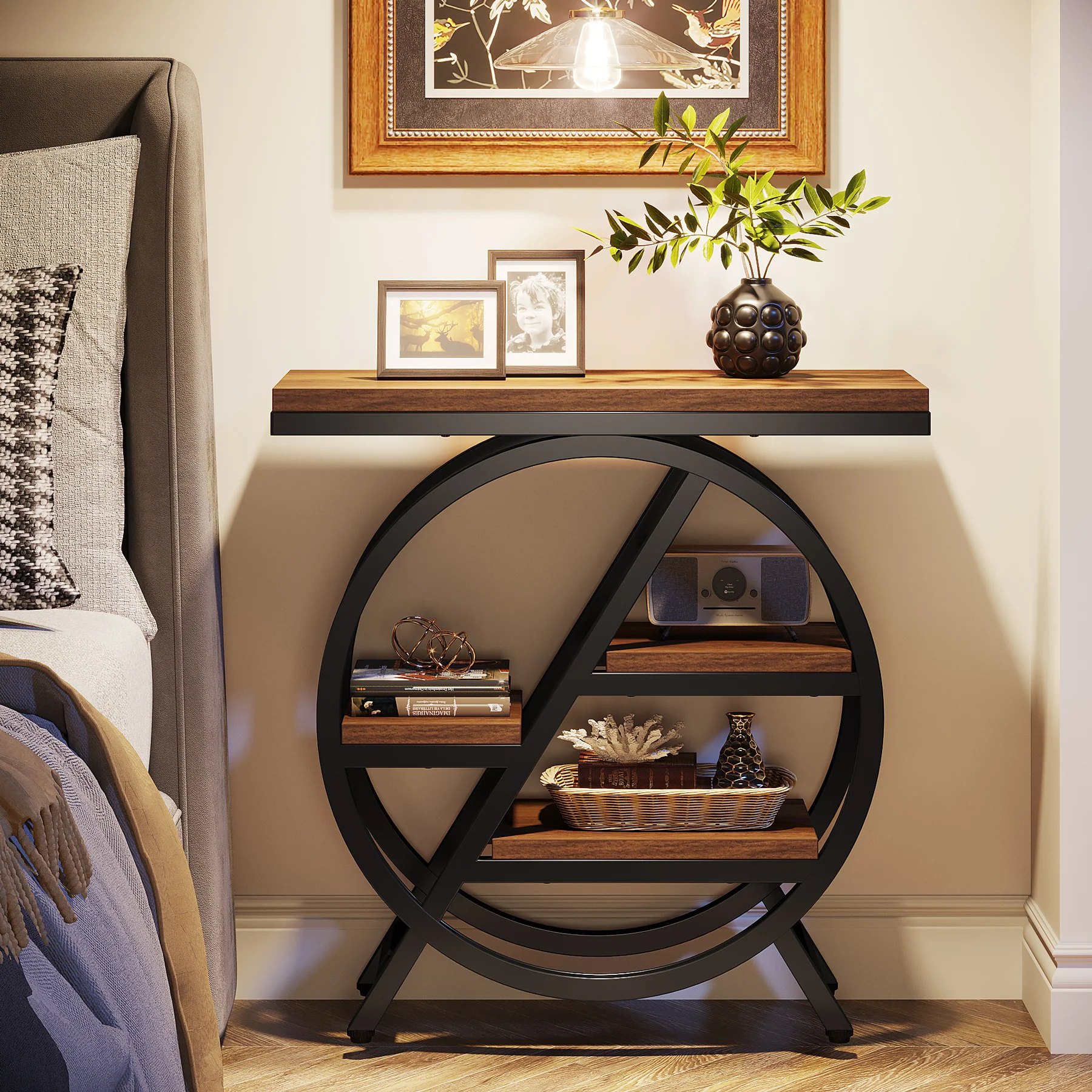 4-Tier End Table, Small Side Table Snack Table with Storage Shelves - Image 20