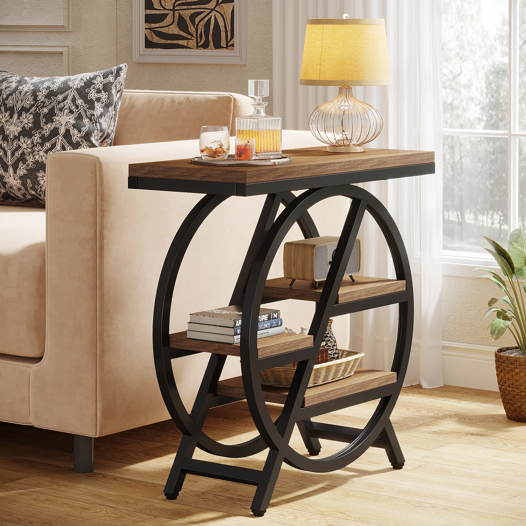 4-Tier End Table, Small Side Table Snack Table with Storage Shelves - Image 21