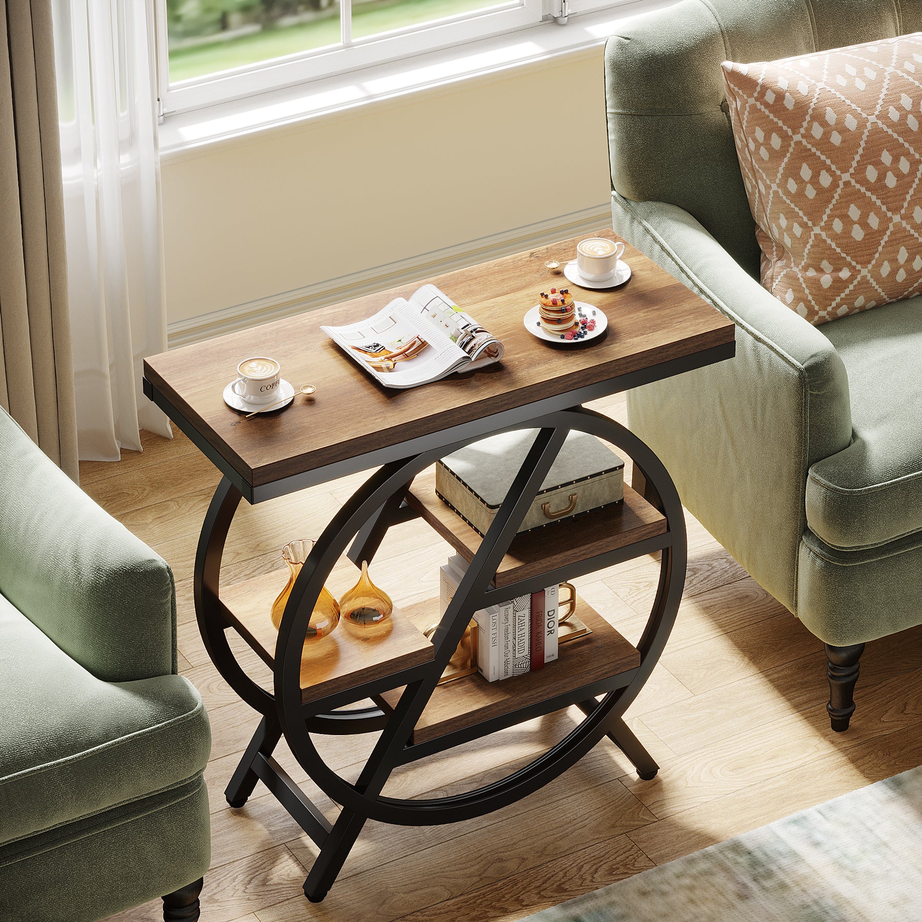 4-Tier End Table, Small Side Table Snack Table with Storage Shelves - Image 22