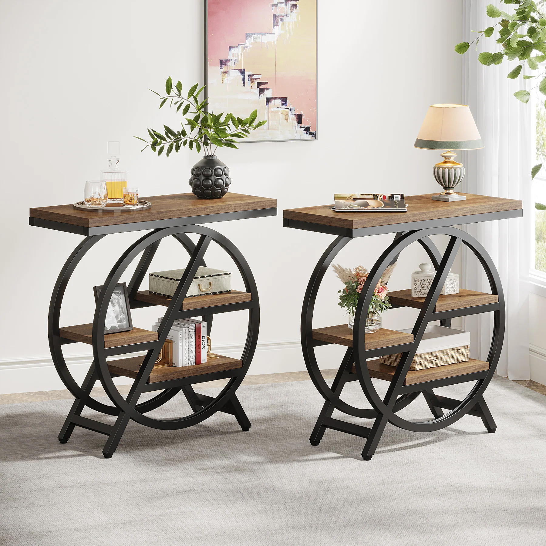 4-Tier End Table, Small Side Table Snack Table with Storage Shelves - Image 23