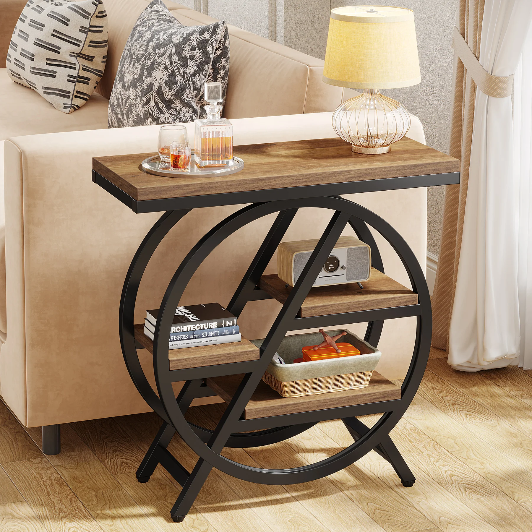 4-Tier End Table, Small Side Table Snack Table with Storage Shelves - Image 24