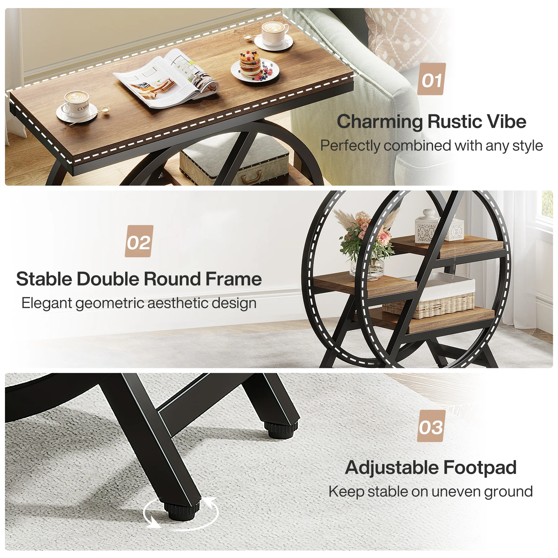 4-Tier End Table, Small Side Table Snack Table with Storage Shelves - Image 26