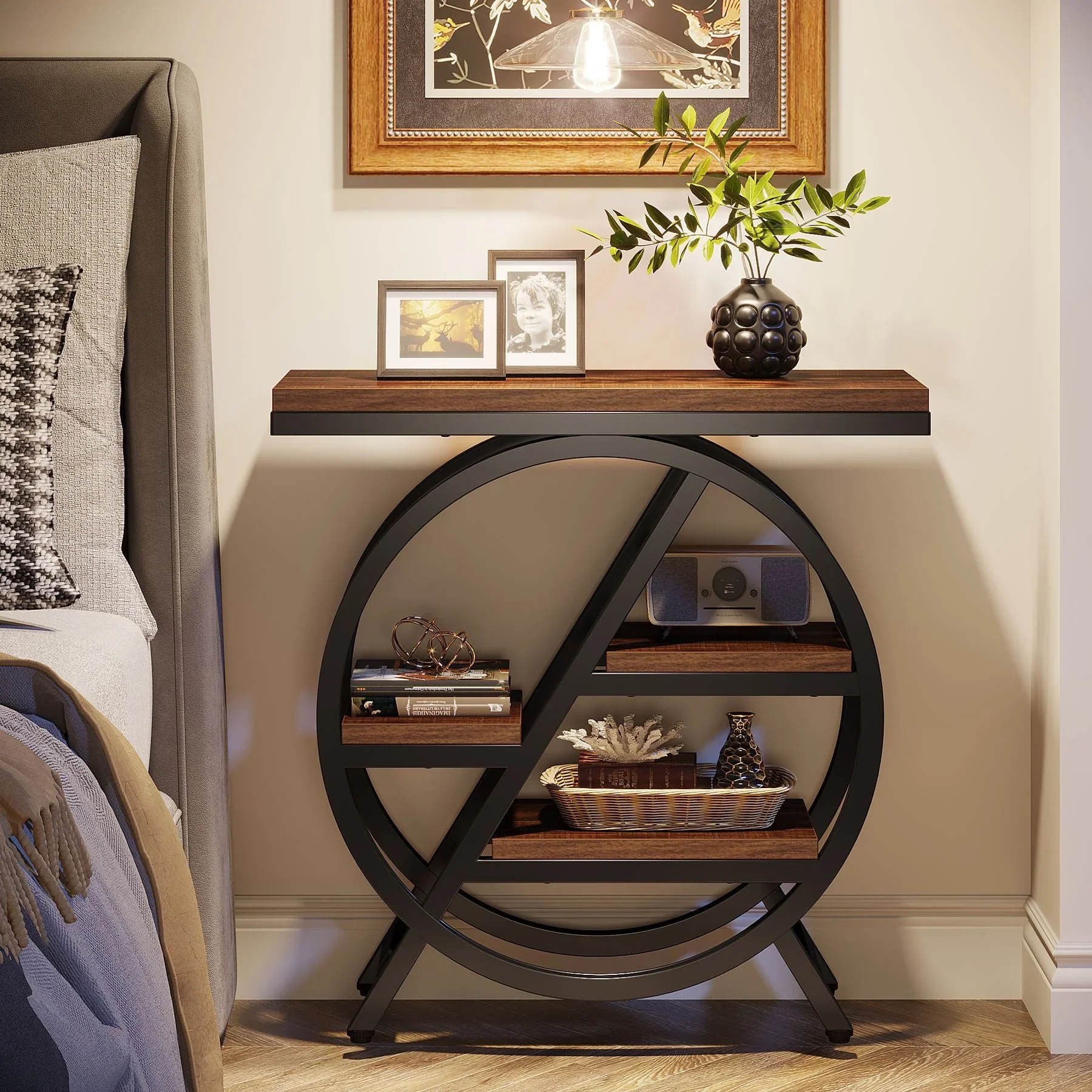 4-Tier End Table, Small Side Table Snack Table with Storage Shelves - Image 3