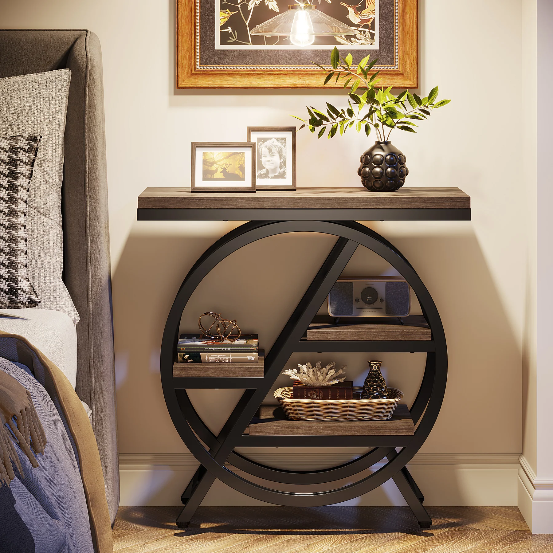 4-Tier End Table, Small Side Table Snack Table with Storage Shelves - Image 32