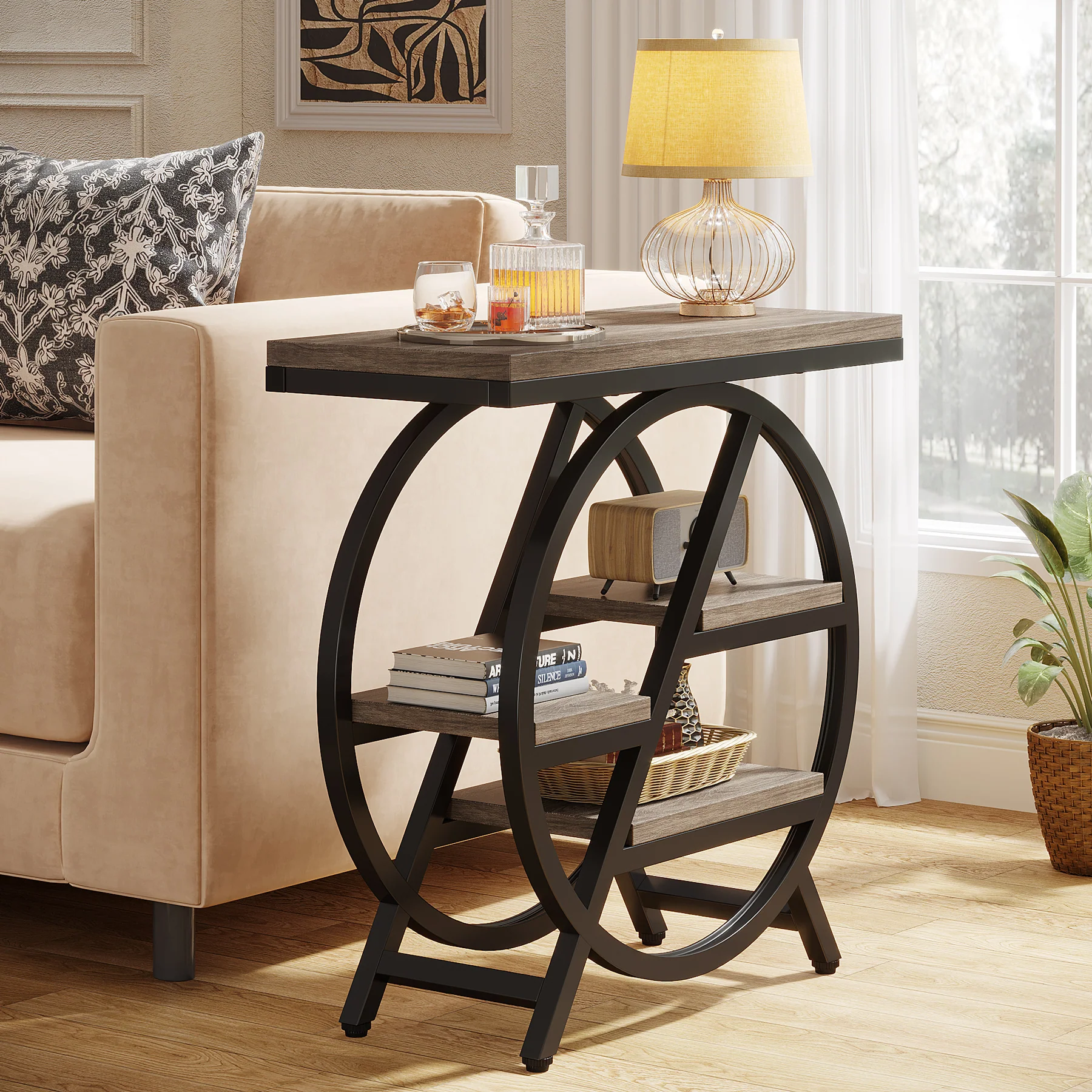 4-Tier End Table, Small Side Table Snack Table with Storage Shelves - Image 33