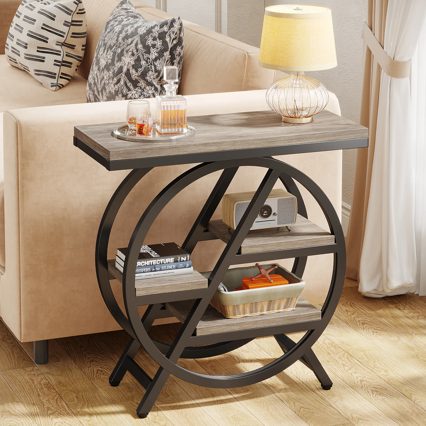 4-Tier End Table, Small Side Table Snack Table with Storage Shelves - Image 34