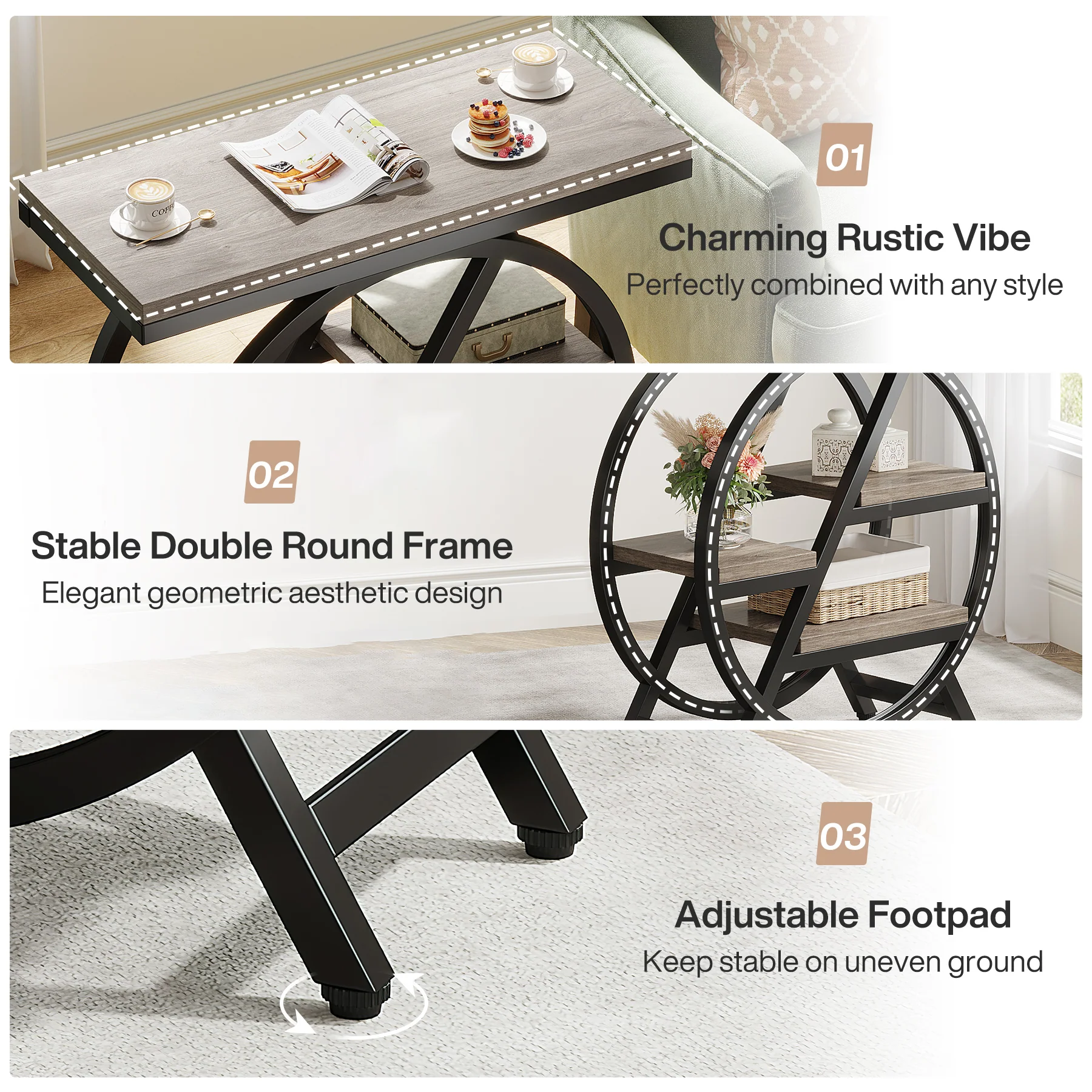 4-Tier End Table, Small Side Table Snack Table with Storage Shelves - Image 35